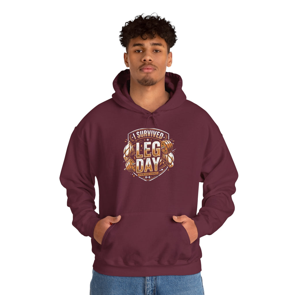 I Survived Leg Day Unisex Heavy Blend™ Hooded Sweatshirt