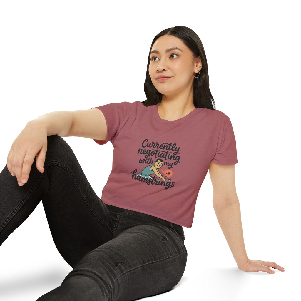 Currently Negotiating with my Hamstrings Women's Festival Crop Top