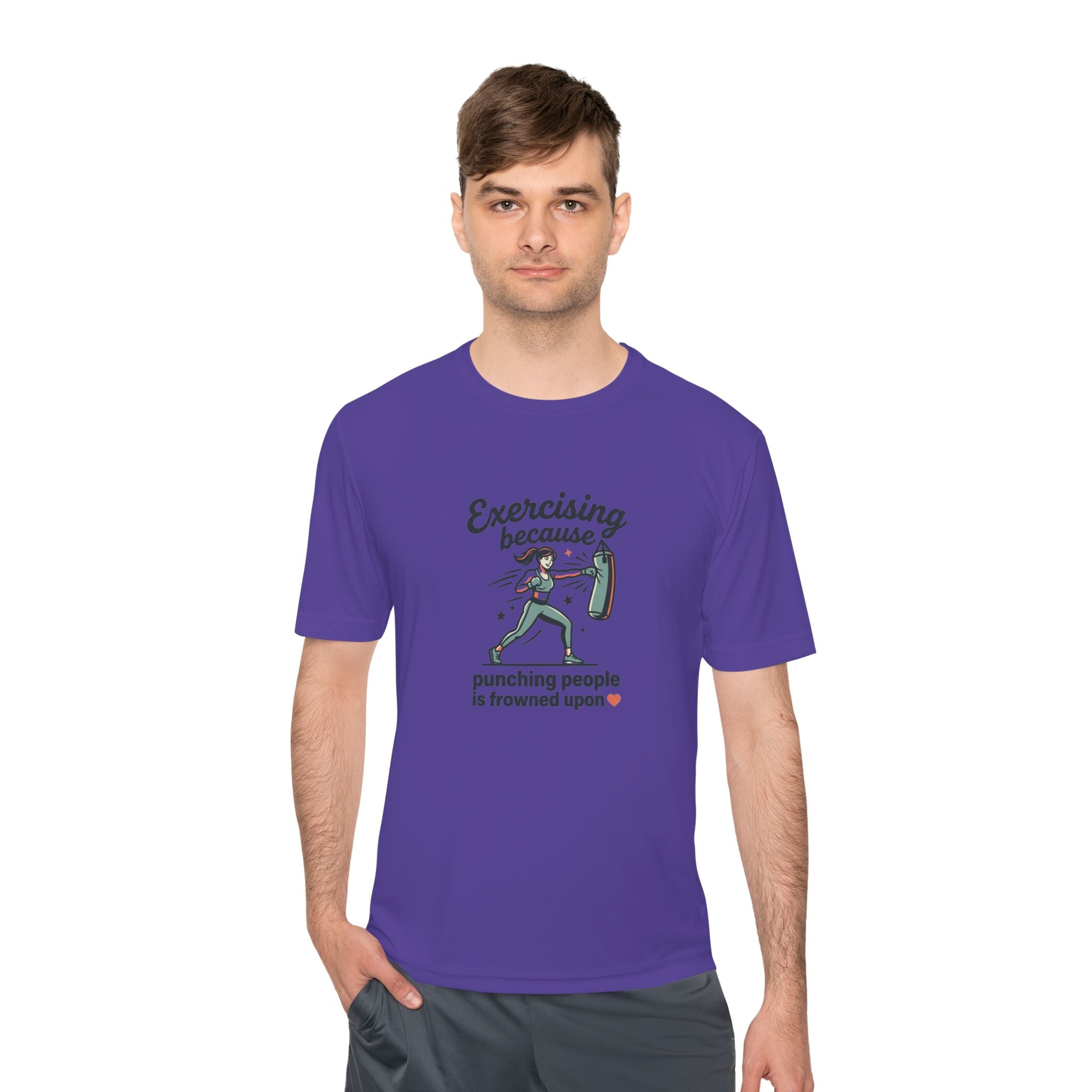 Exercising Because Punching People is Frowned Upon Unisex Moisture Wicking Tee