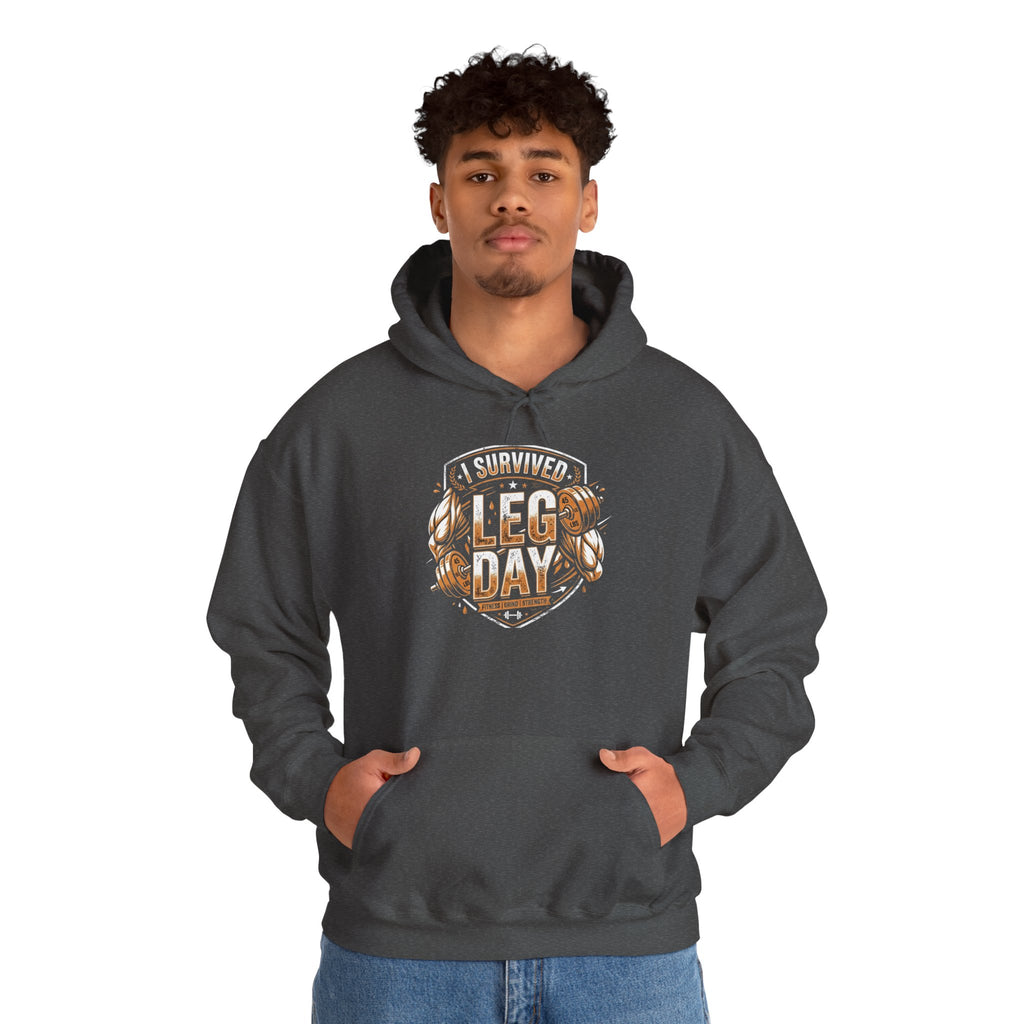 I Survived Leg Day Unisex Heavy Blend™ Hooded Sweatshirt