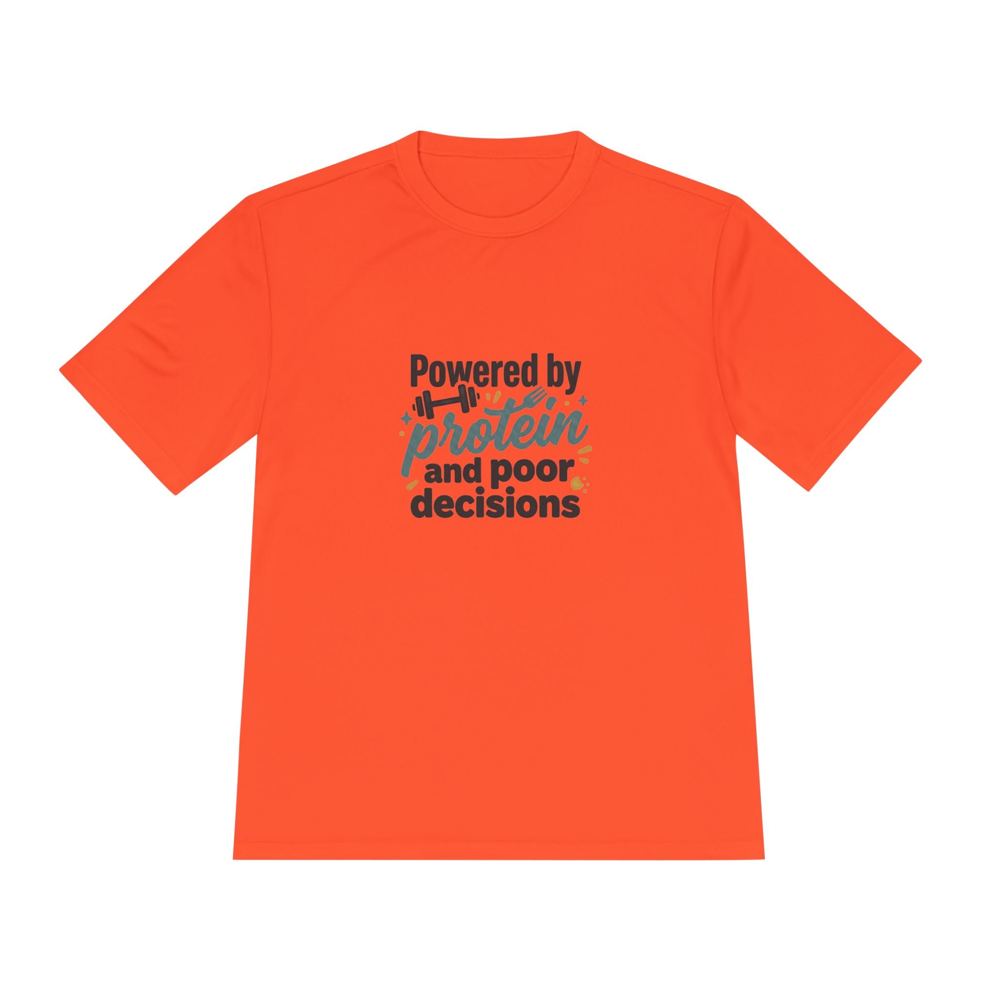 Powered by Protein and Poor Decisions Unisex Moisture Wicking Tee