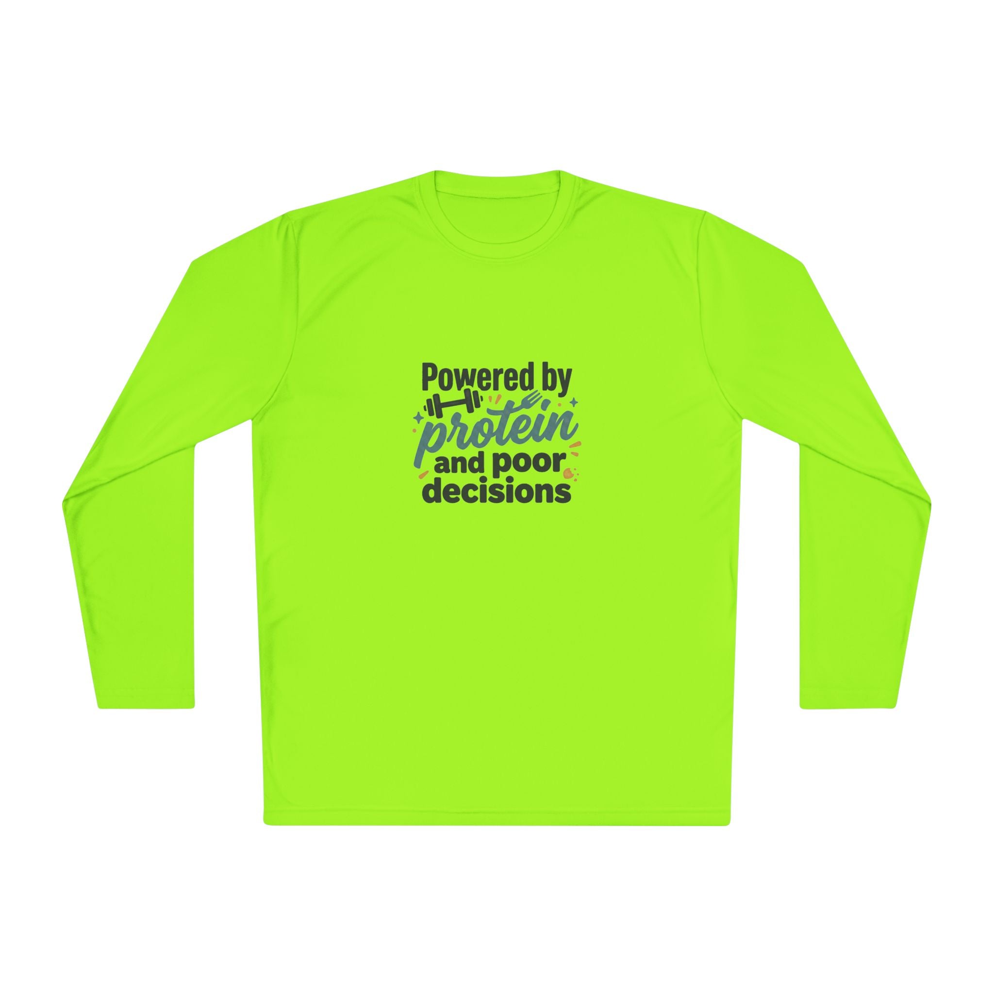 Powered by Protein and Poor Decisions Unisex Lightweight Long Sleeve Tee