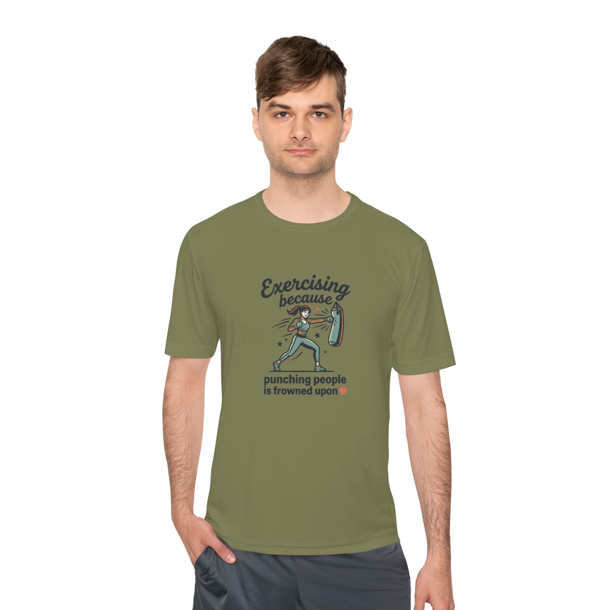 Exercising Because Punching People is Frowned Upon Unisex Moisture Wicking Tee