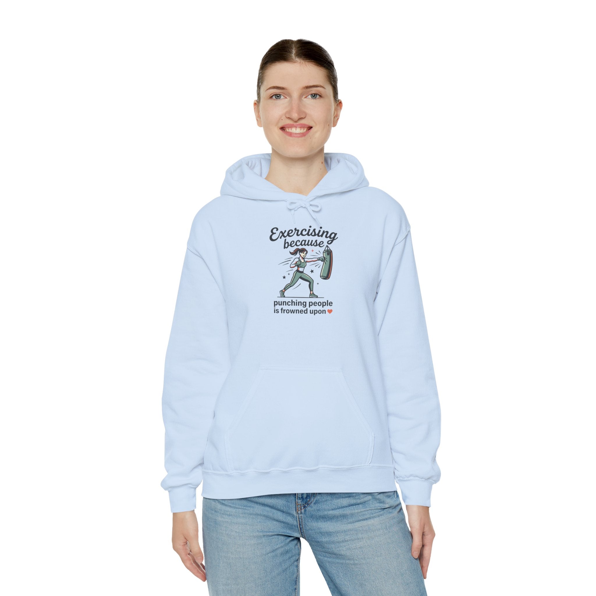 Exercising Because Punching People is Frowned Upon Unisex Heavy Blend™ Hooded Sweatshirt