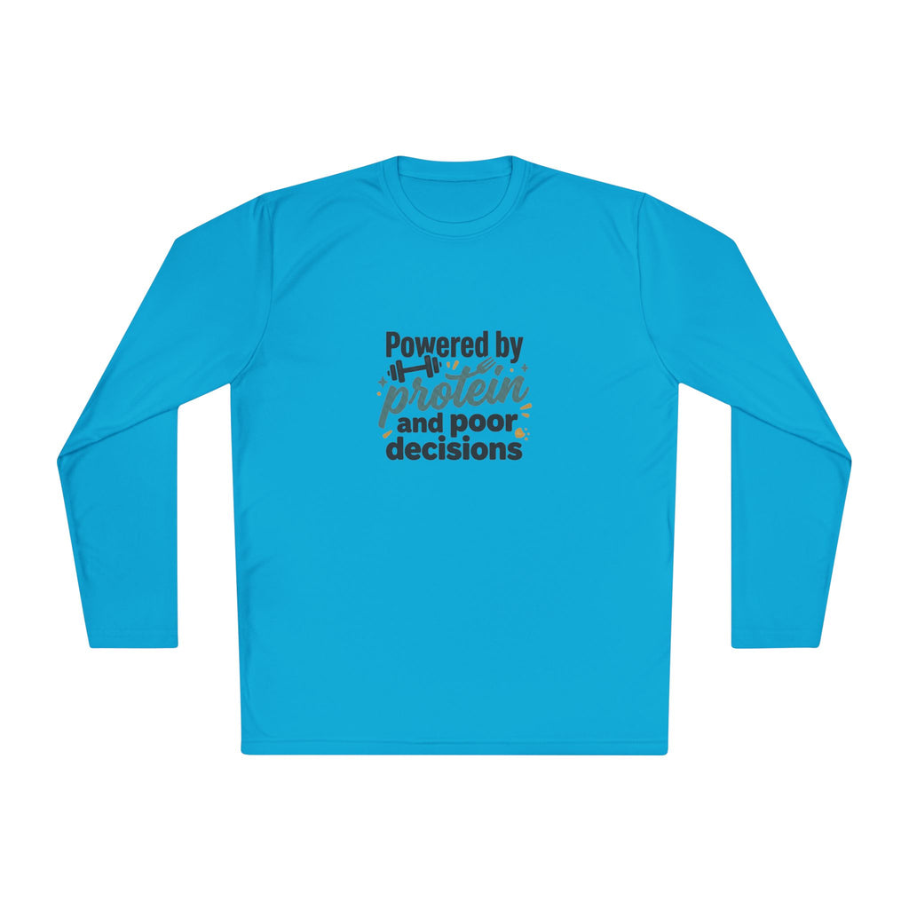 Powered by Protein and Poor Decisions Unisex Lightweight Long Sleeve Tee