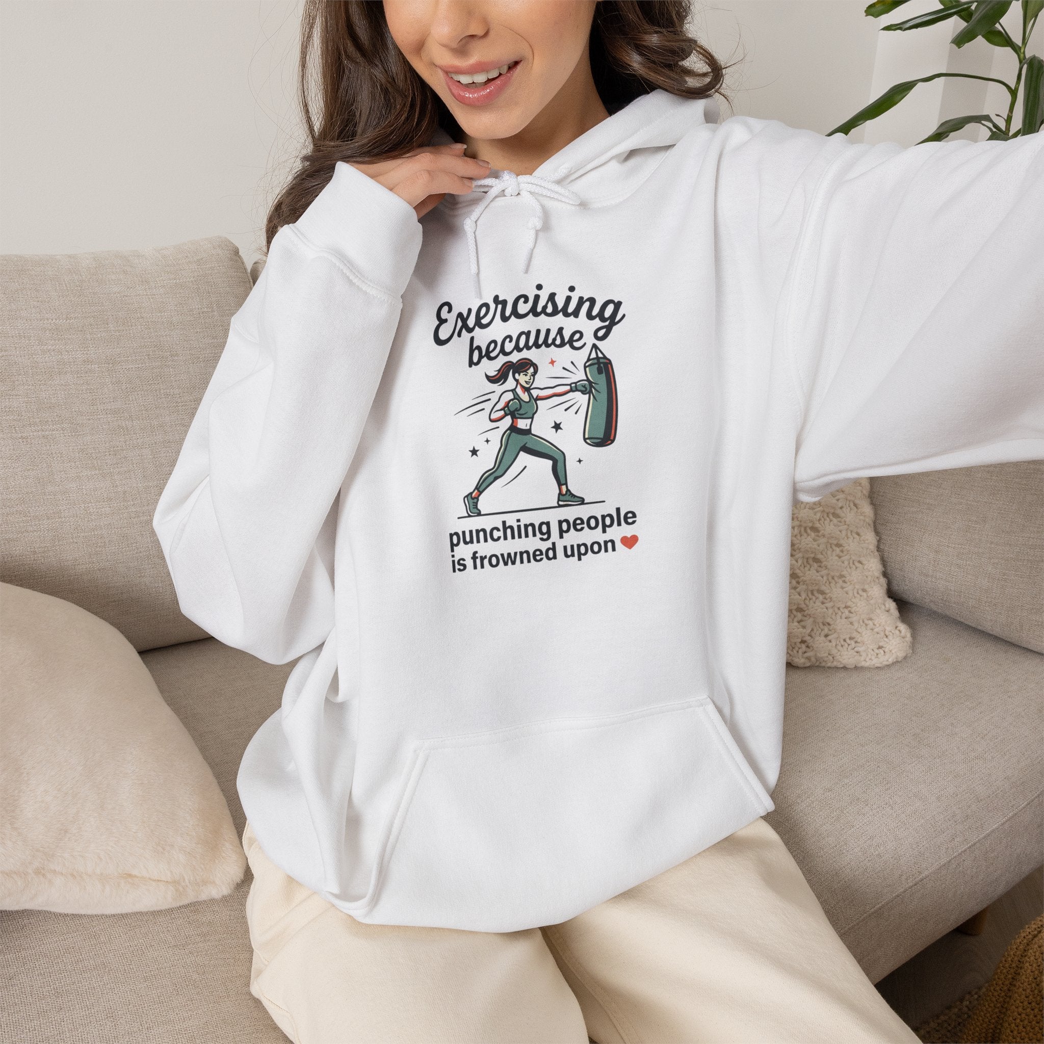 Exercising Because Punching People is Frowned Upon Unisex Heavy Blend™ Hooded Sweatshirt
