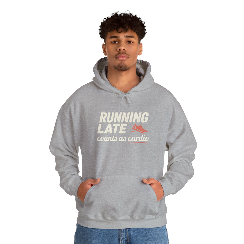 Running Late Counts as Cardio Unisex Heavy Blend™ Hooded Sweatshirt