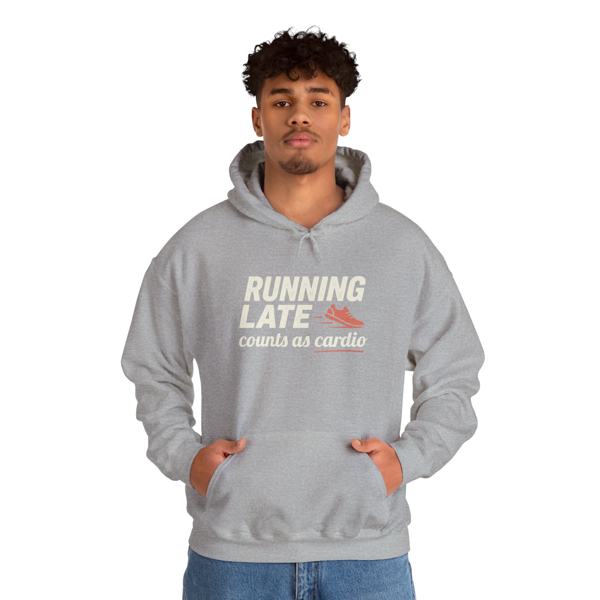 Running Late Counts as Cardio Unisex Heavy Blend™ Hooded Sweatshirt