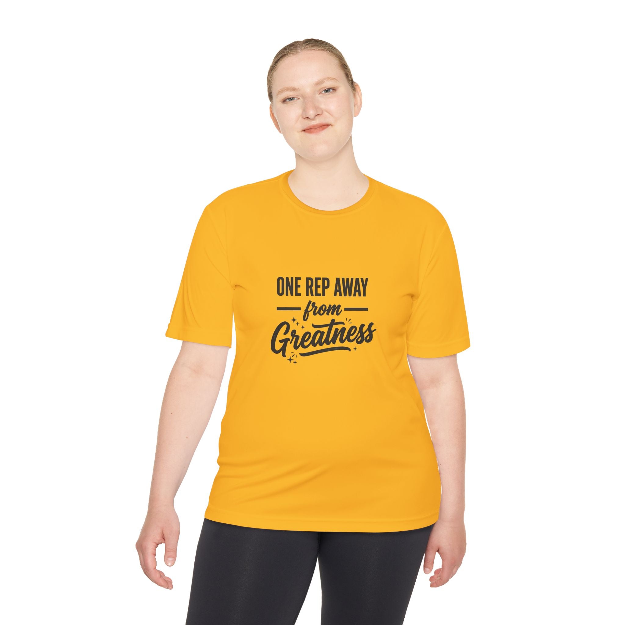 One Rep Away From Greatness Unisex Moisture Wicking Tee