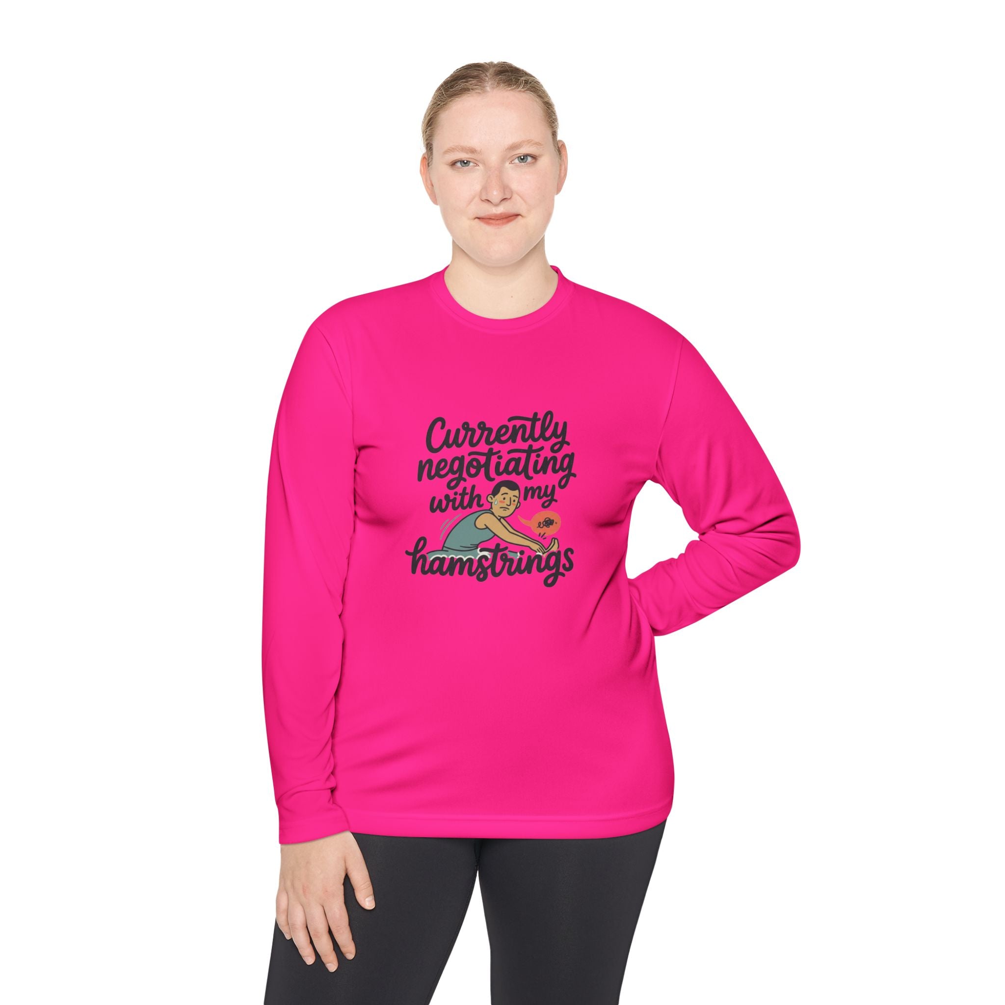 Currently Negotiating with my Hamstrings Unisex Lightweight Long Sleeve Tee