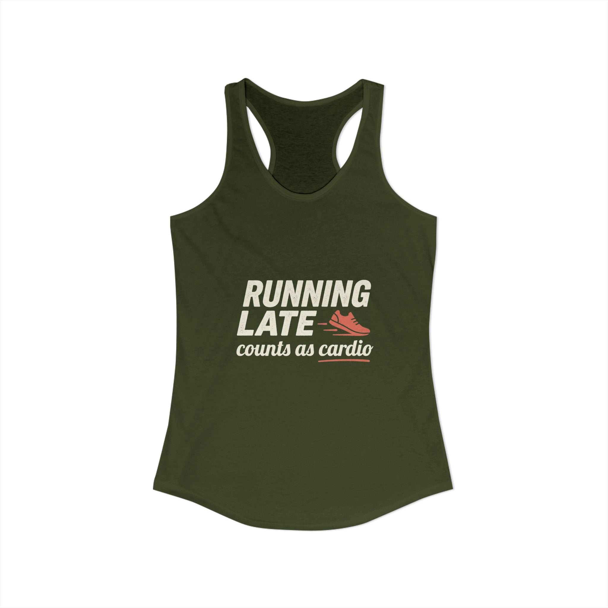 Running Late Counts as Cardio Women's Ideal Racerback Tank