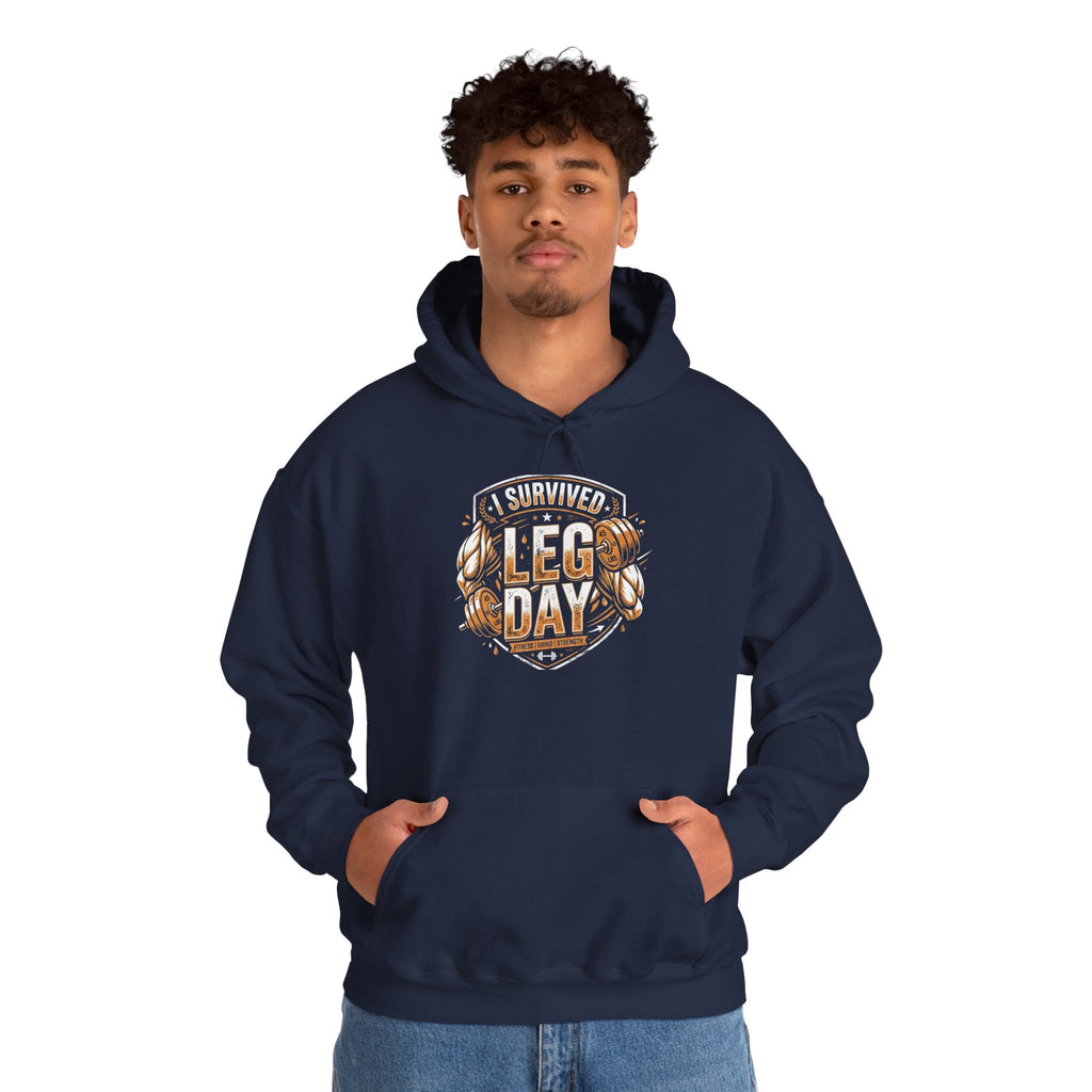 I Survived Leg Day Unisex Heavy Blend™ Hooded Sweatshirt