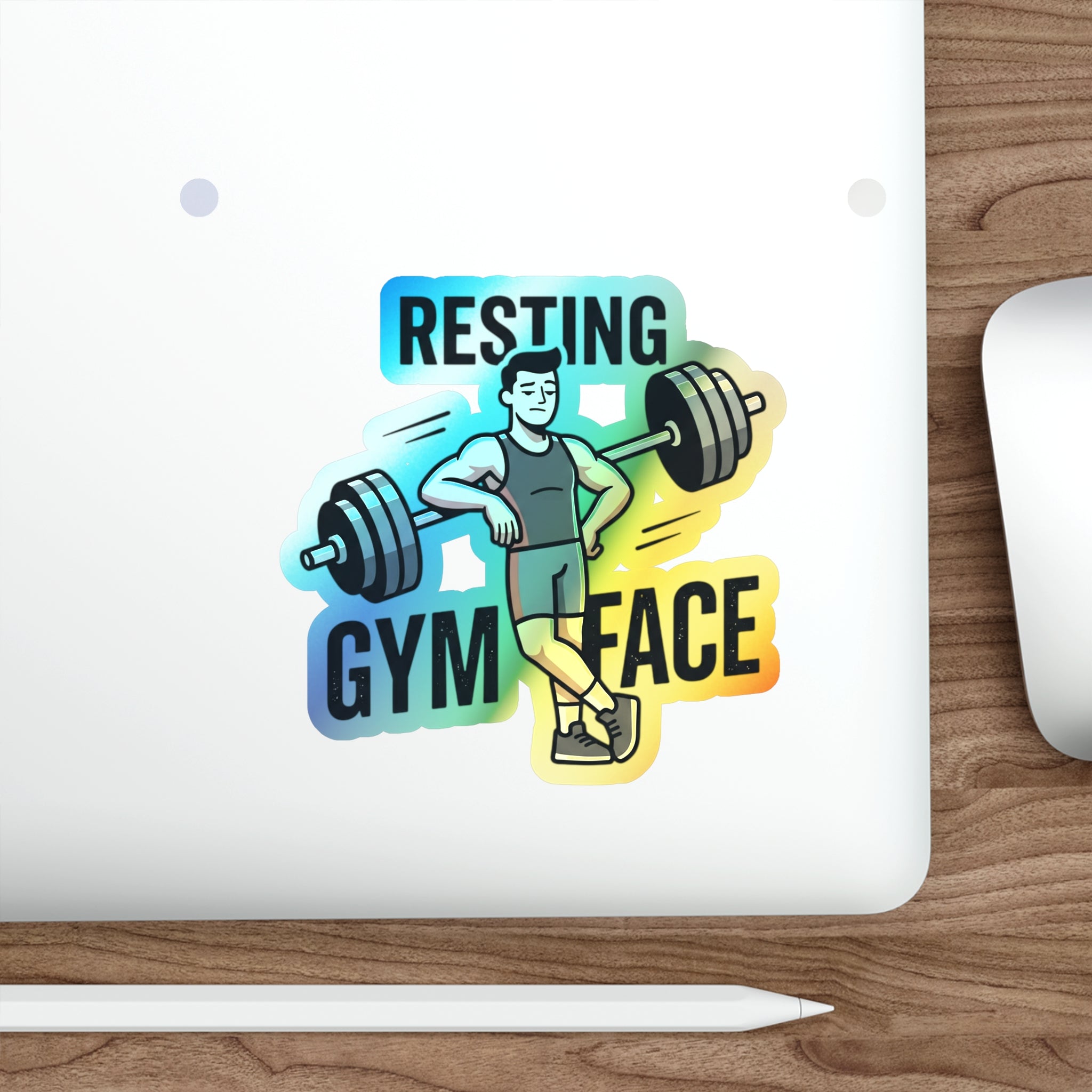 Resting Gym Face Holographic Die-cut Stickers