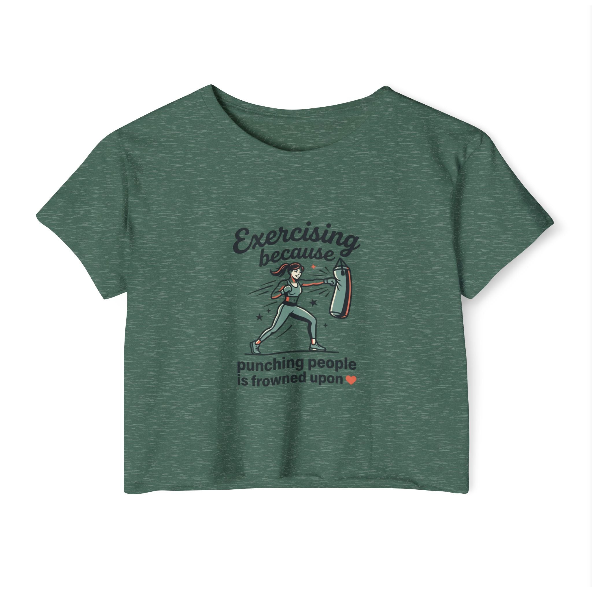 Exercising Because Punching People is Frowned Upon Women's Festival Crop Top