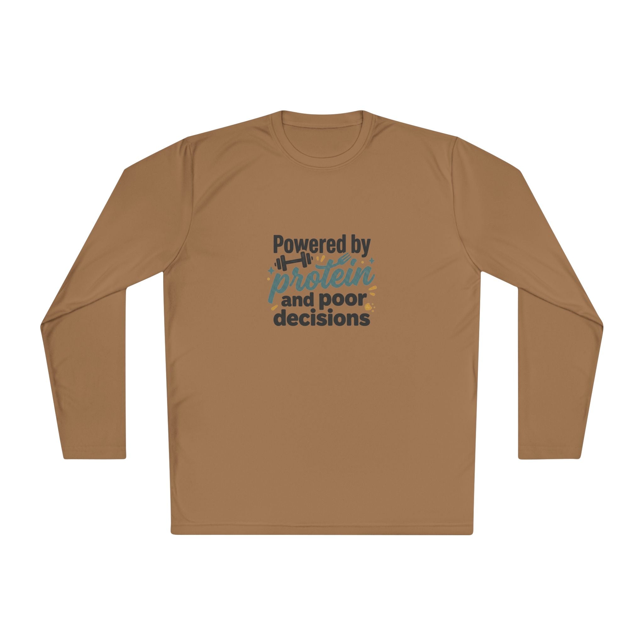 Powered by Protein and Poor Decisions Unisex Lightweight Long Sleeve Tee
