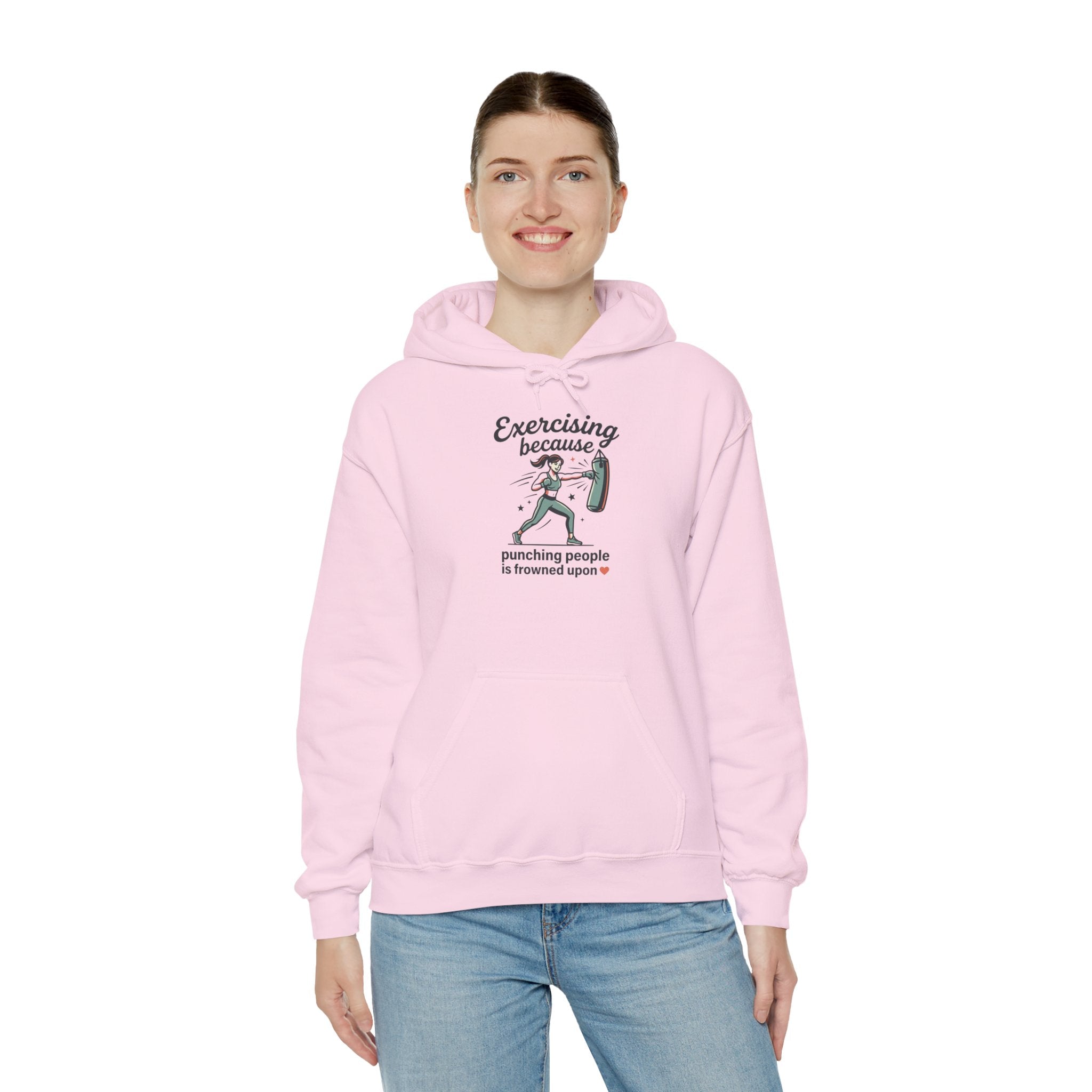 Exercising Because Punching People is Frowned Upon Unisex Heavy Blend™ Hooded Sweatshirt
