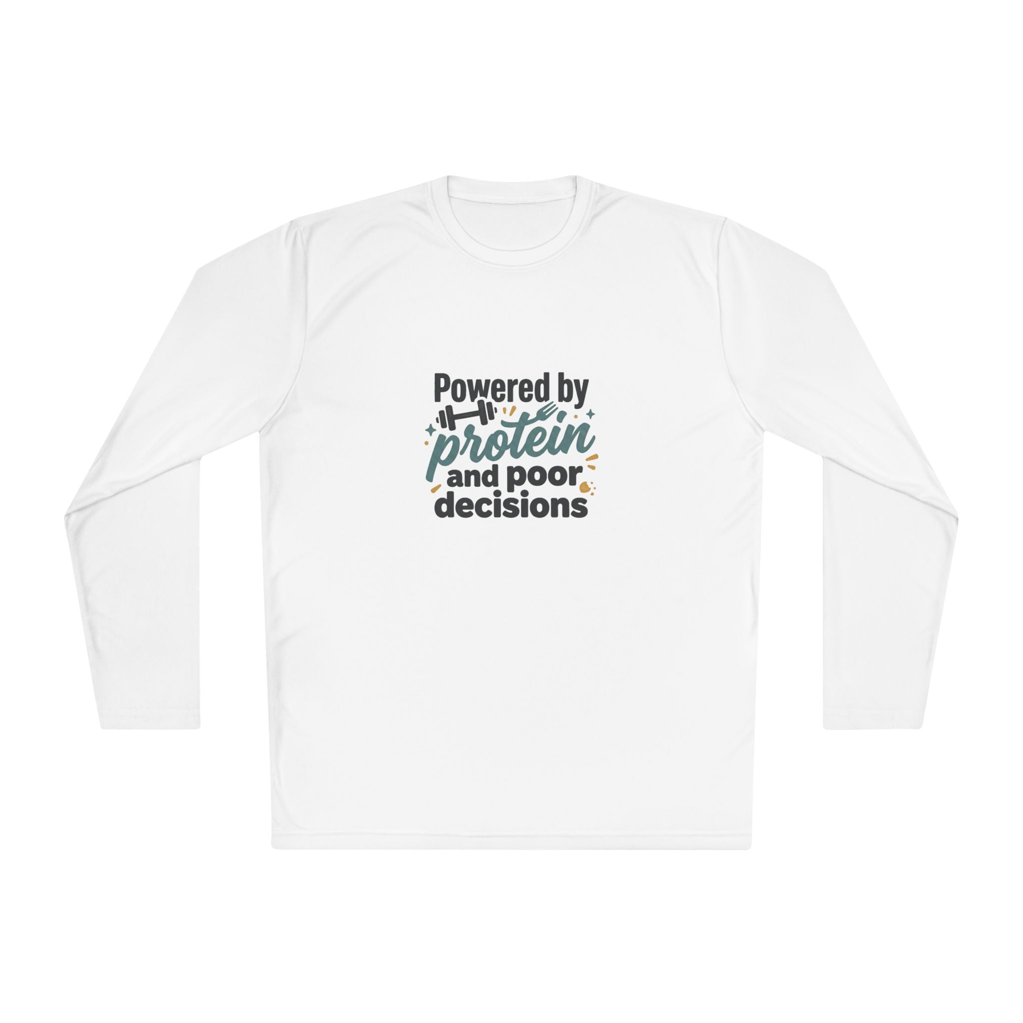 Powered by Protein and Poor Decisions Unisex Lightweight Long Sleeve Tee
