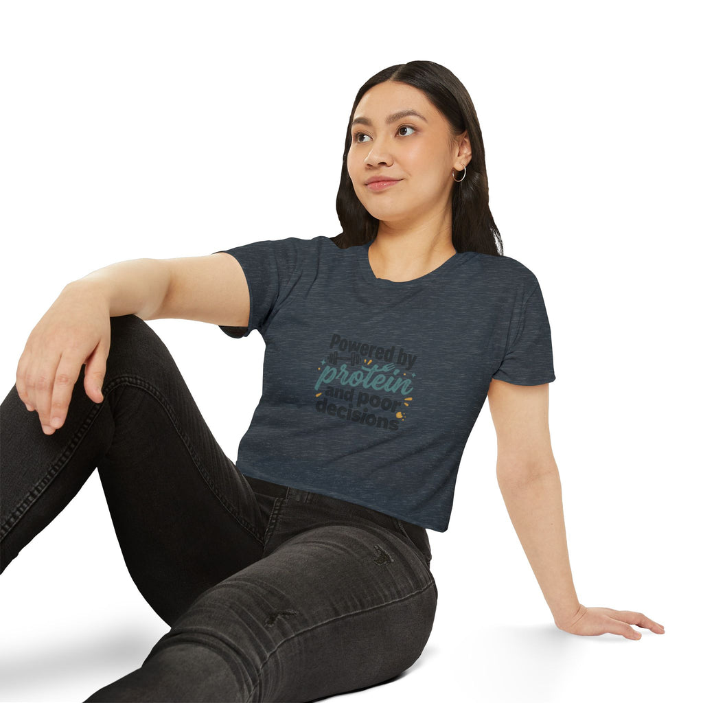 Powered by Protein and Poor Decisions Women's Festival Crop Top