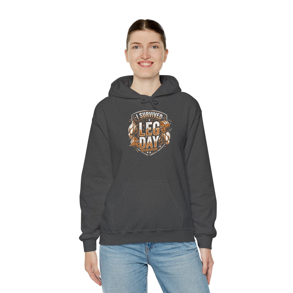 I Survived Leg Day Unisex Heavy Blend™ Hooded Sweatshirt