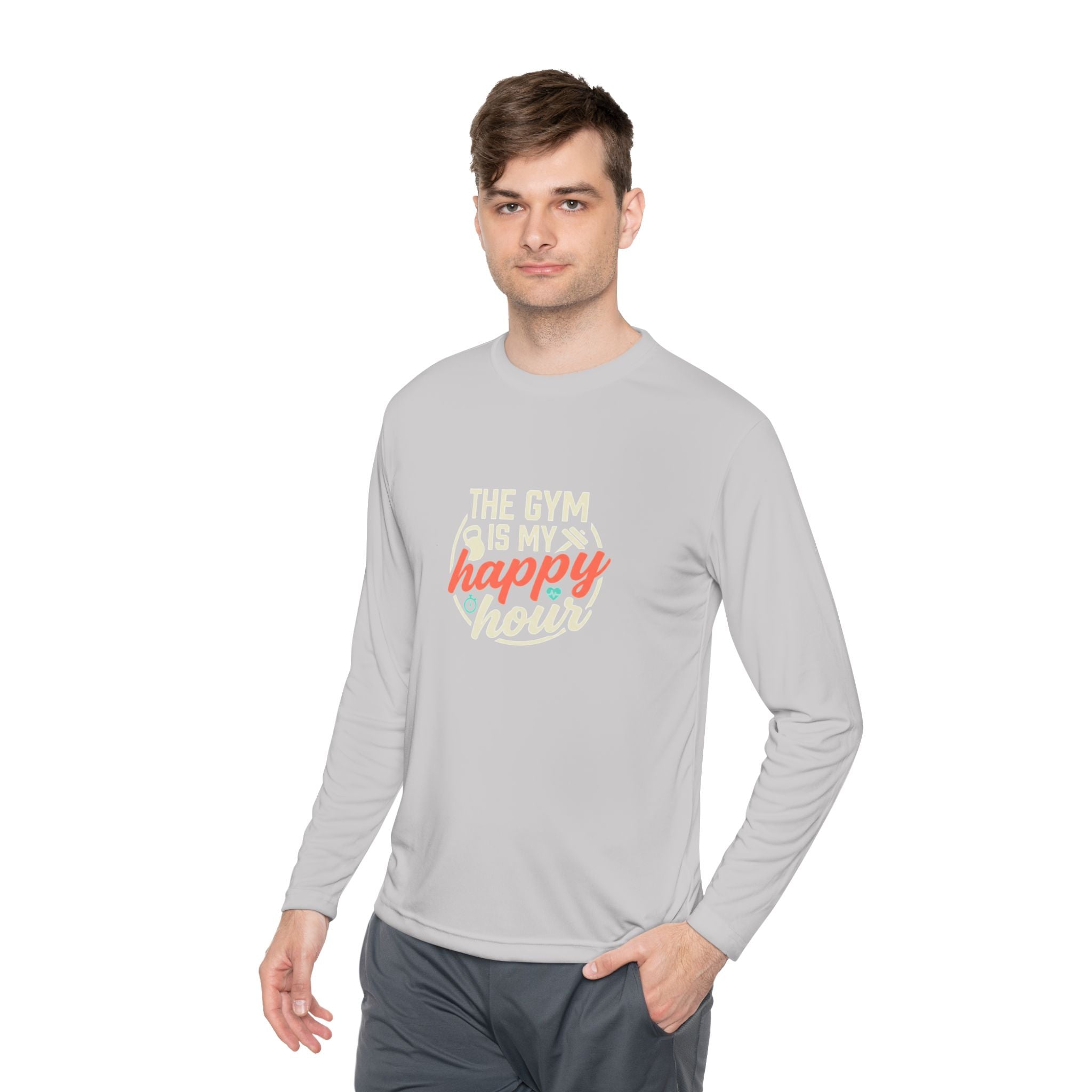 The Gym is My Happy Hour Unisex Lightweight Long Sleeve Tee