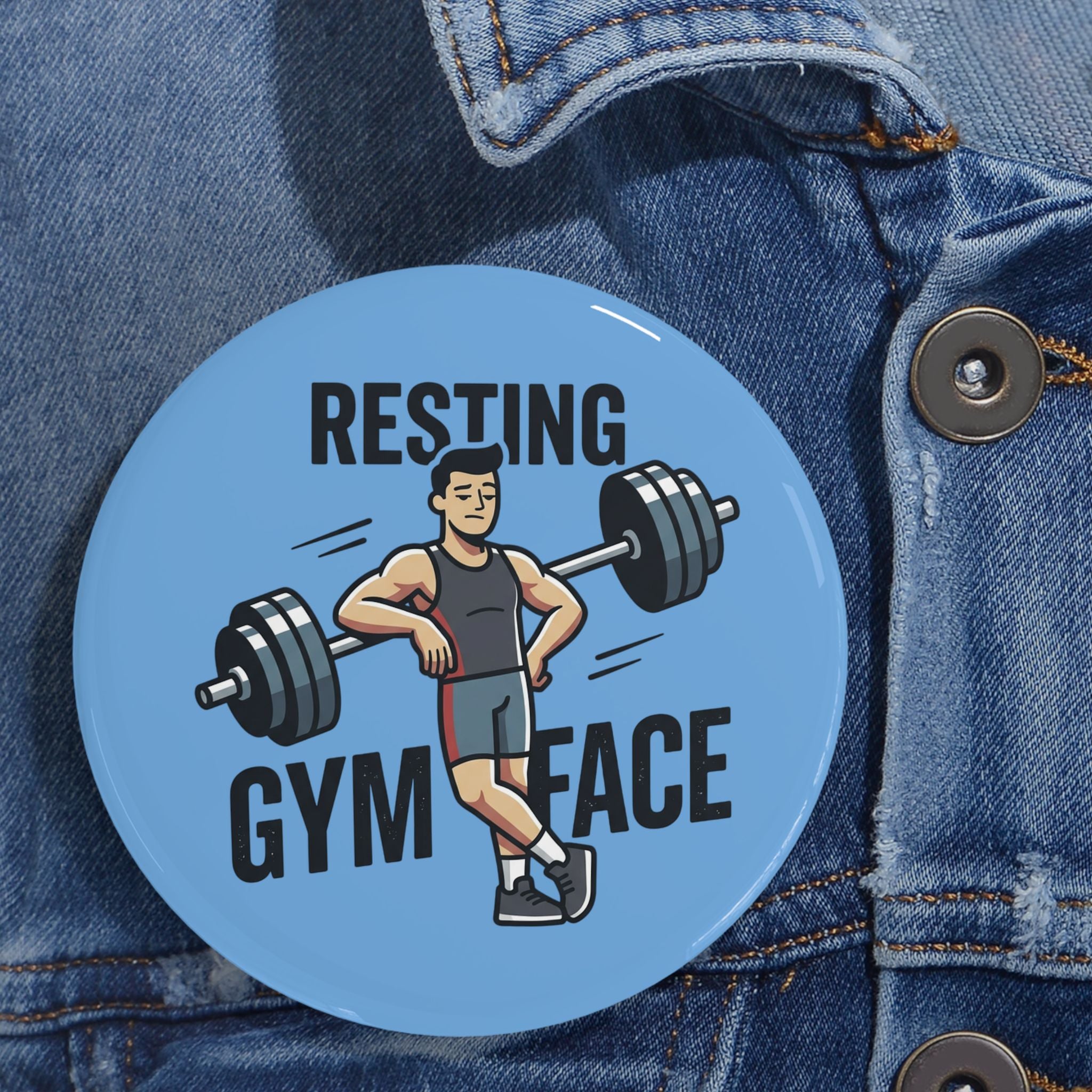 Resting Gym Face Round Pins
