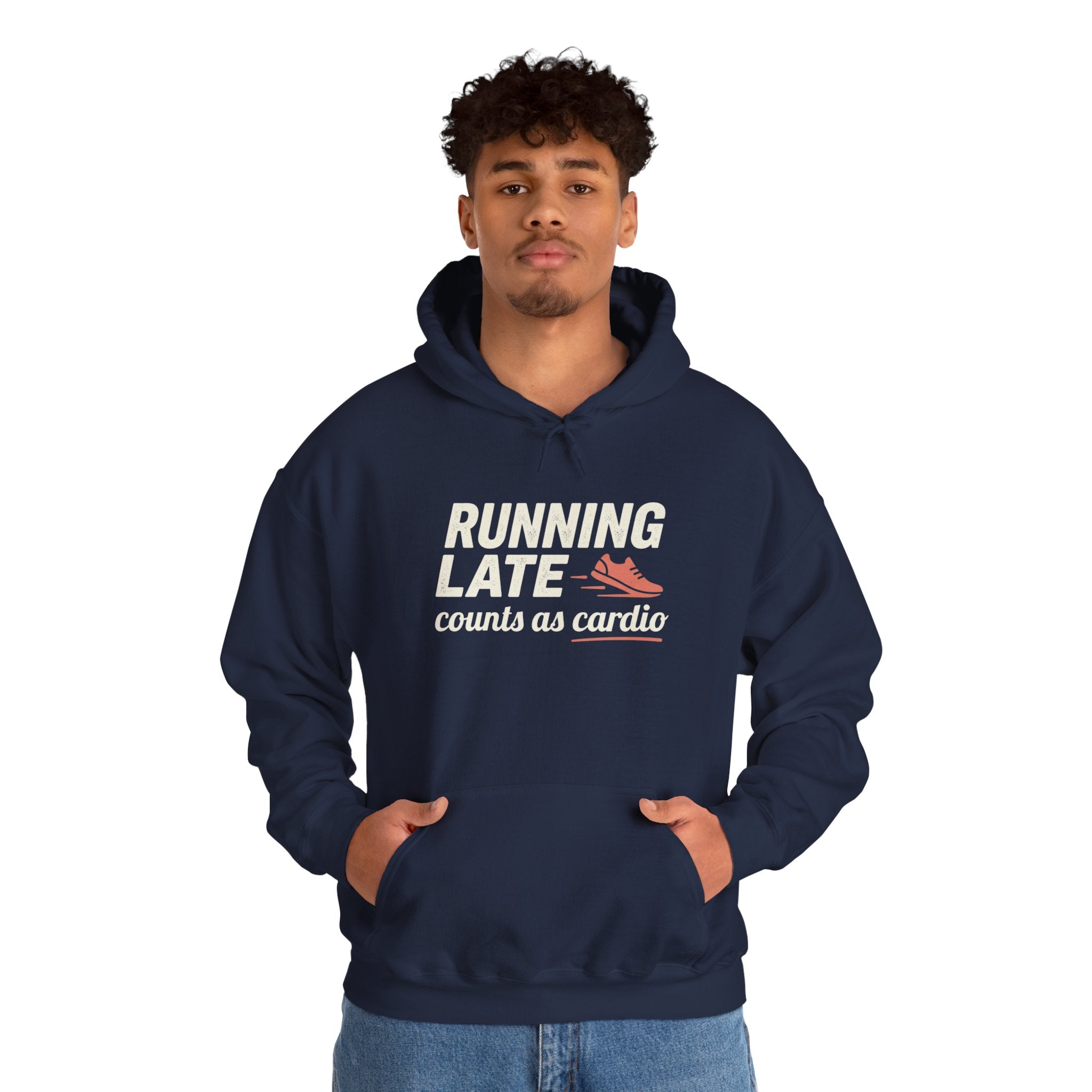 Running Late Counts as Cardio Unisex Heavy Blend™ Hooded Sweatshirt