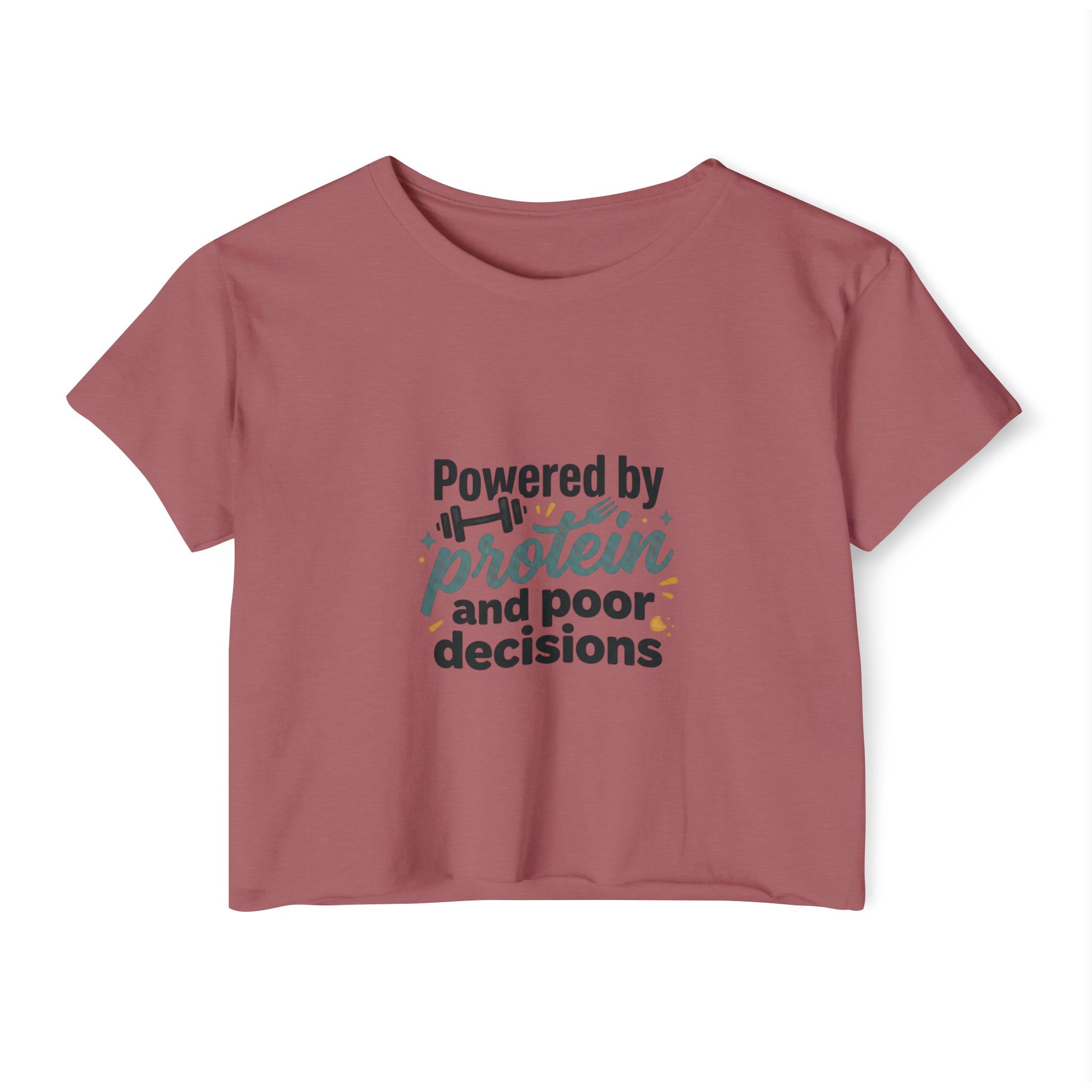 Powered by Protein and Poor Decisions Women's Festival Crop Top