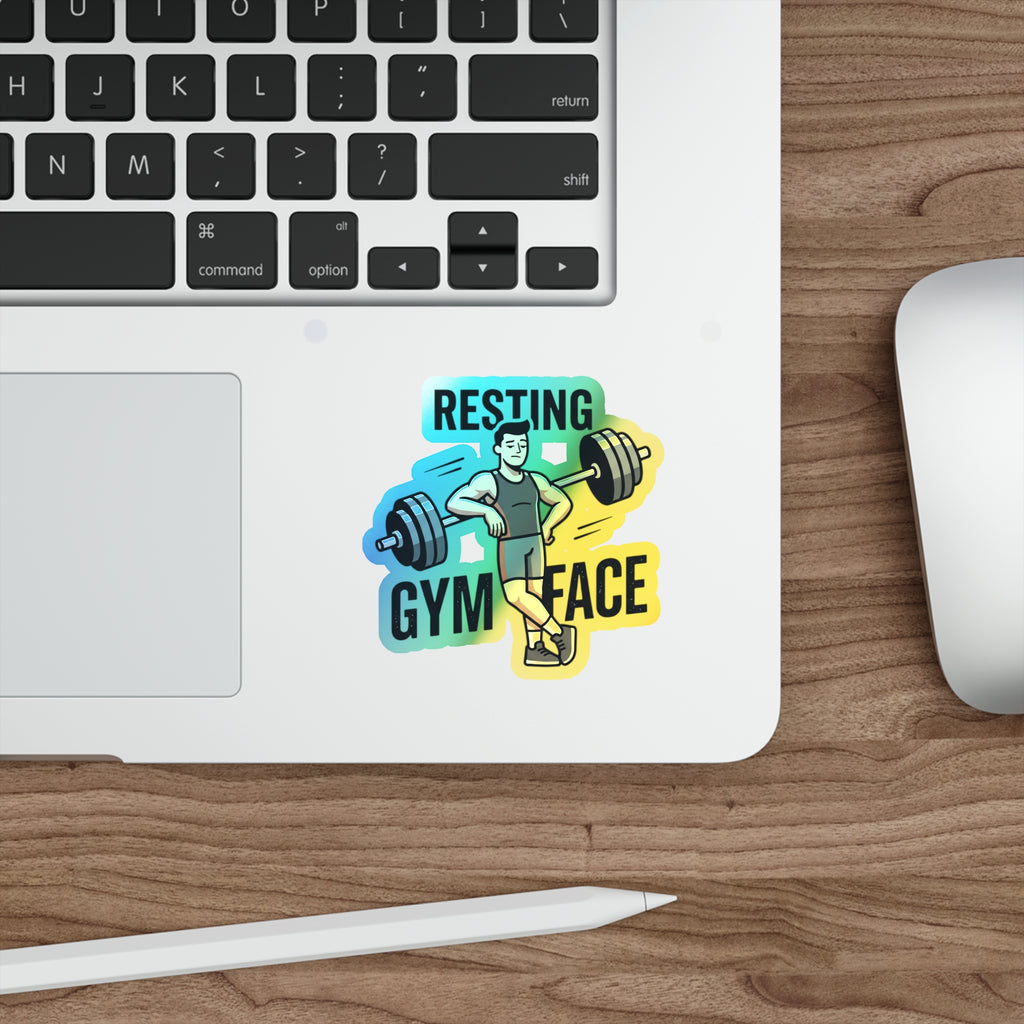 Resting Gym Face Holographic Die-cut Stickers