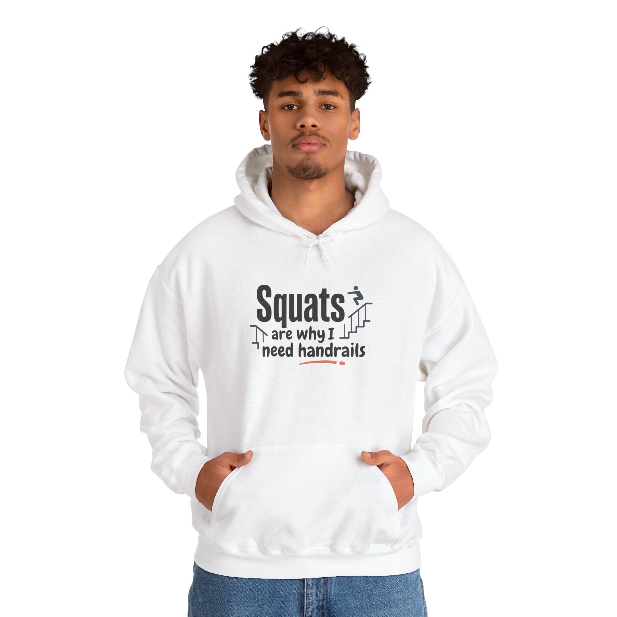 Squats are Why I Need Handrails Heavy Blend™ Hooded Sweatshirt