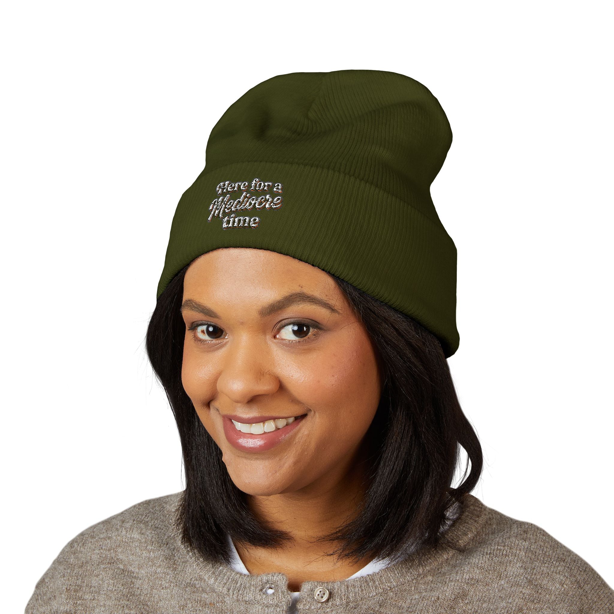 Here for a Mediocre Time Classic Cuffed Beanie (Embroidery)