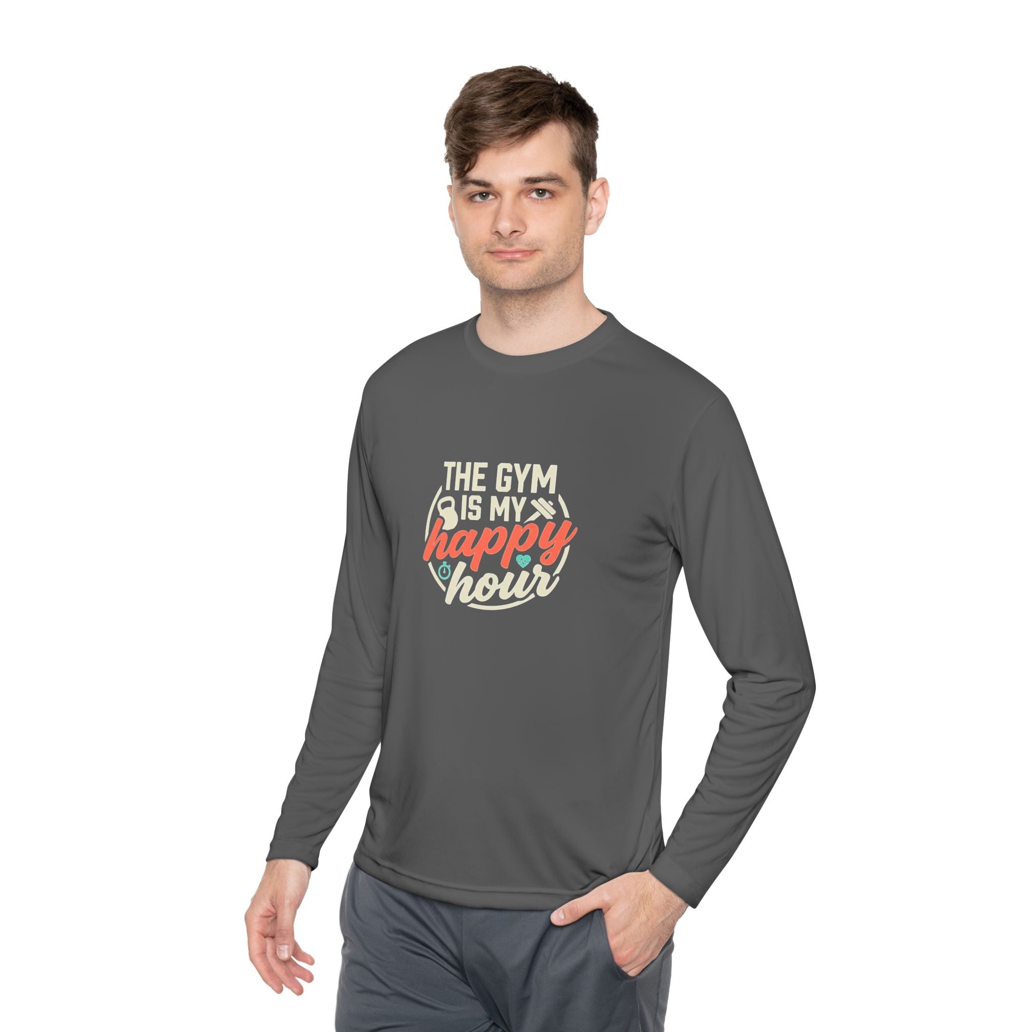 The Gym is My Happy Hour Unisex Lightweight Long Sleeve Tee