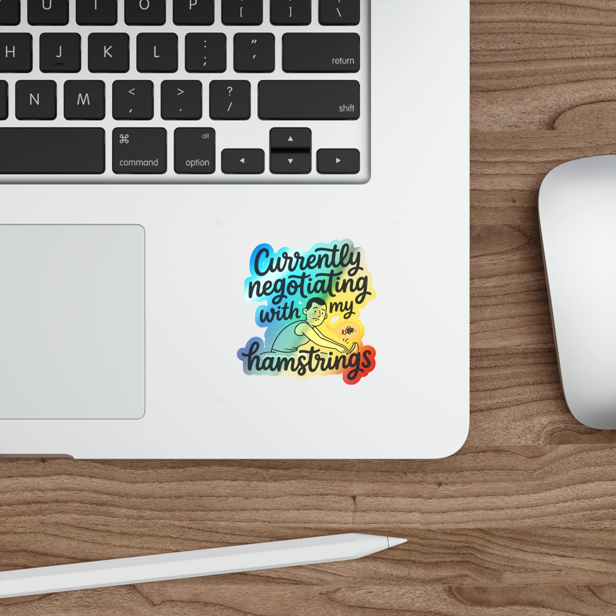 Currently Negotiating with my Hamstrings Holographic Die-cut Stickers
