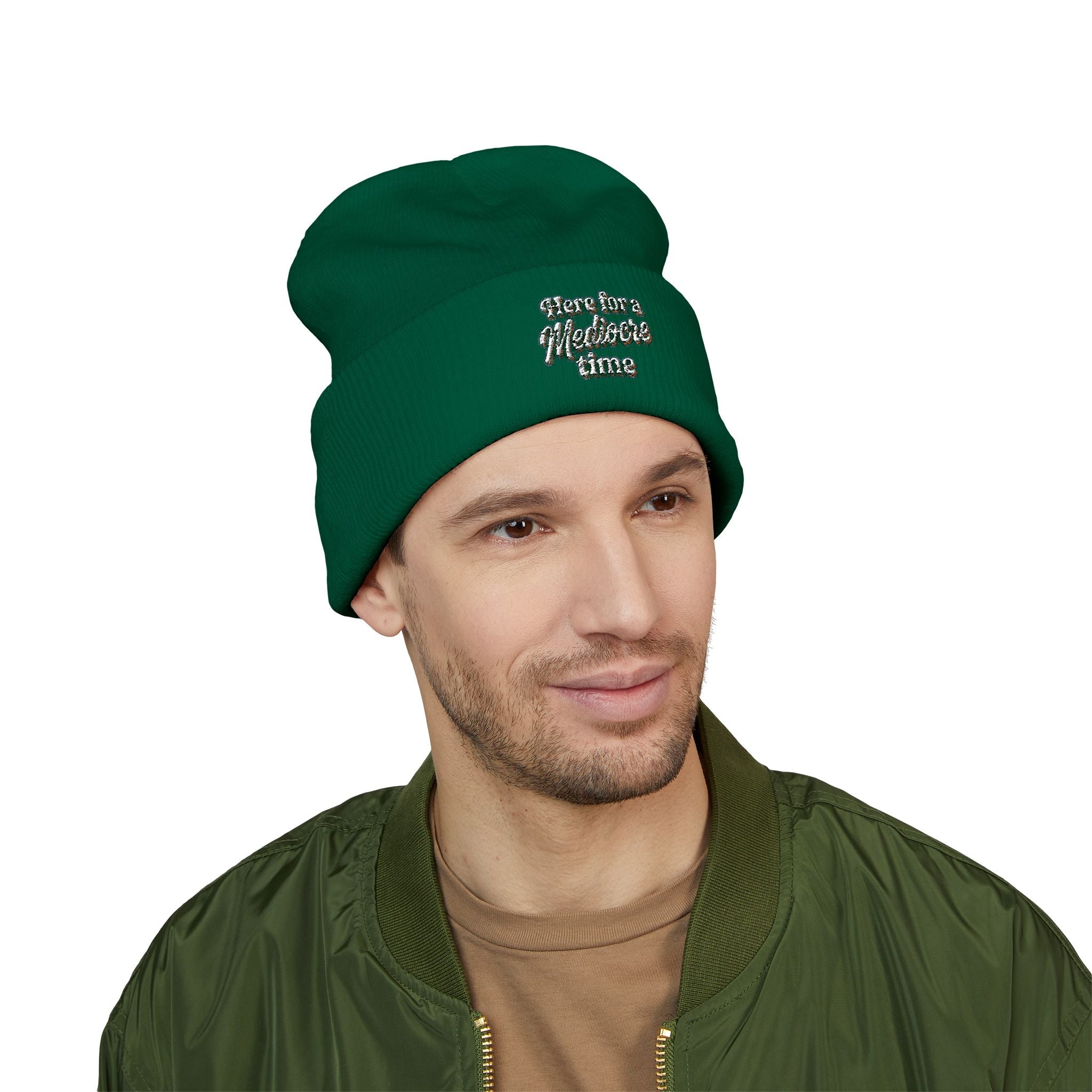 Here for a Mediocre Time Classic Cuffed Beanie (Embroidery)