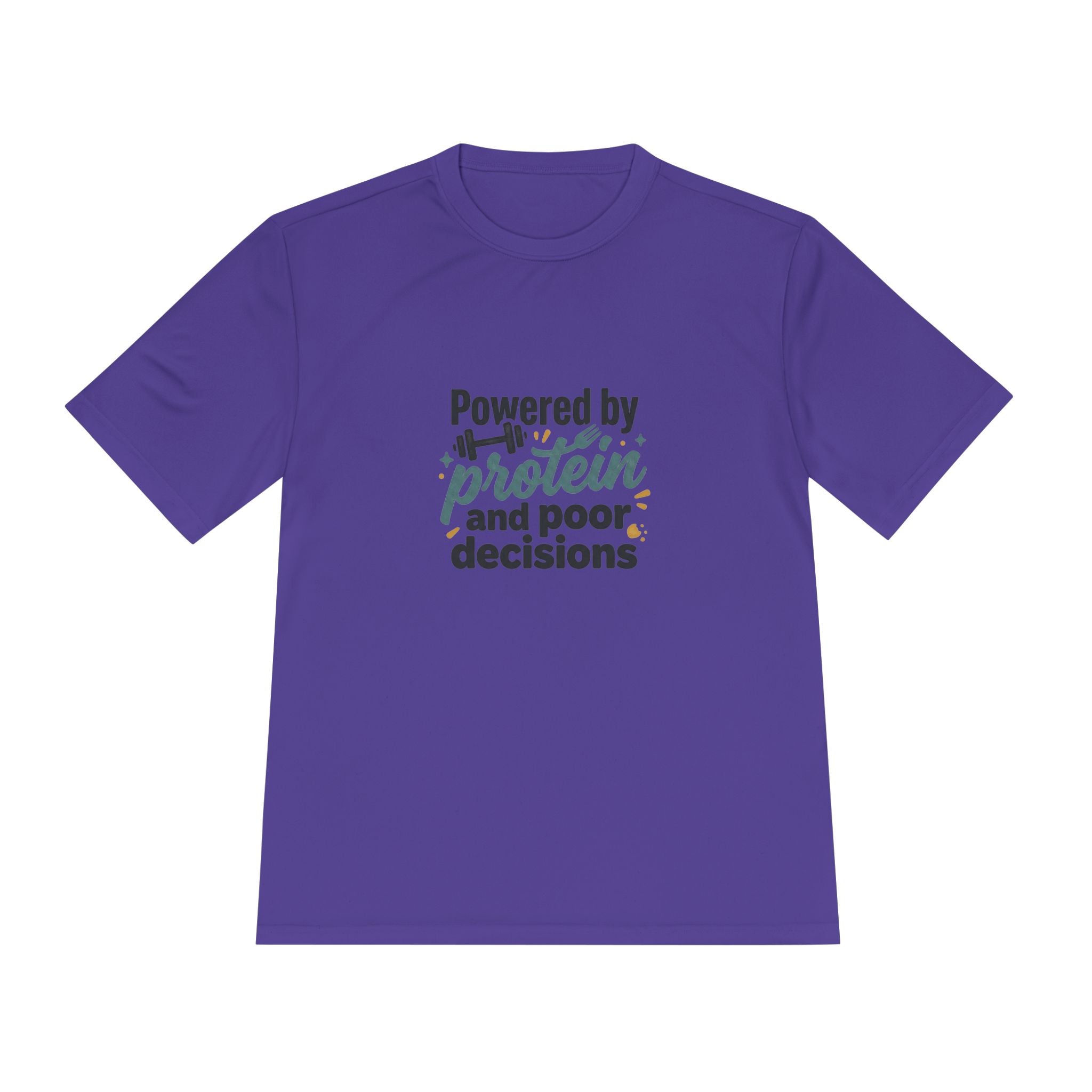 Powered by Protein and Poor Decisions Unisex Moisture Wicking Tee
