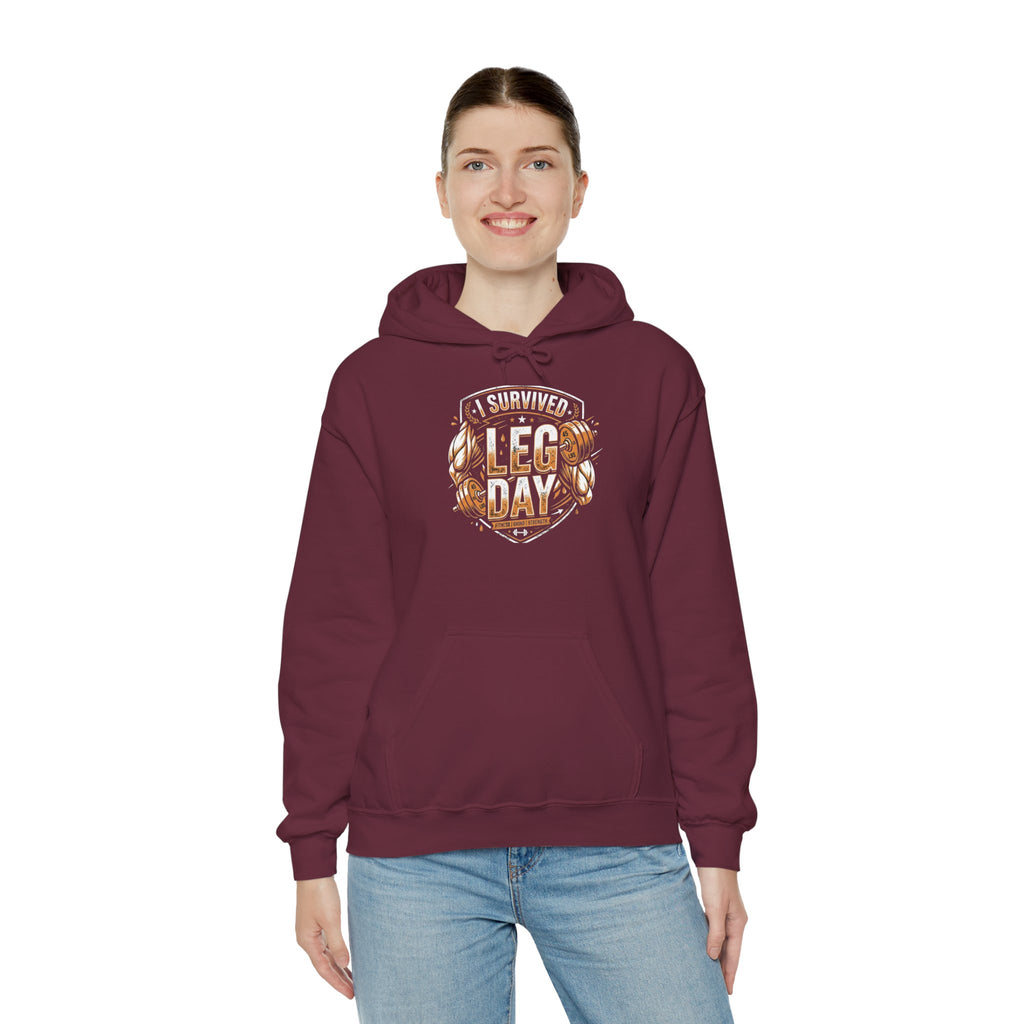 I Survived Leg Day Unisex Heavy Blend™ Hooded Sweatshirt