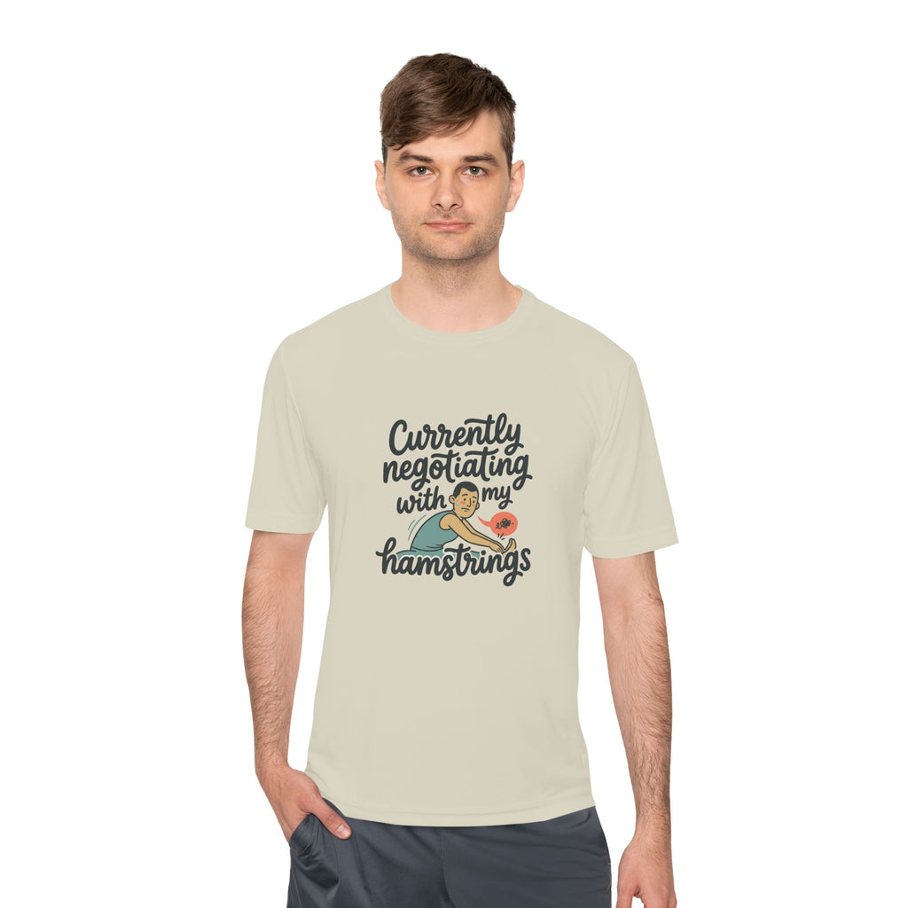 Currently Negotiating with my Hamstrings Unisex Moisture Wicking Tee