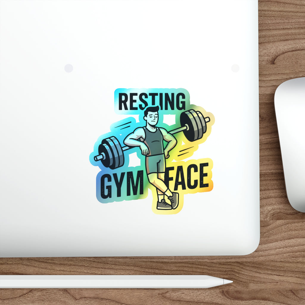 Resting Gym Face Holographic Die-cut Stickers