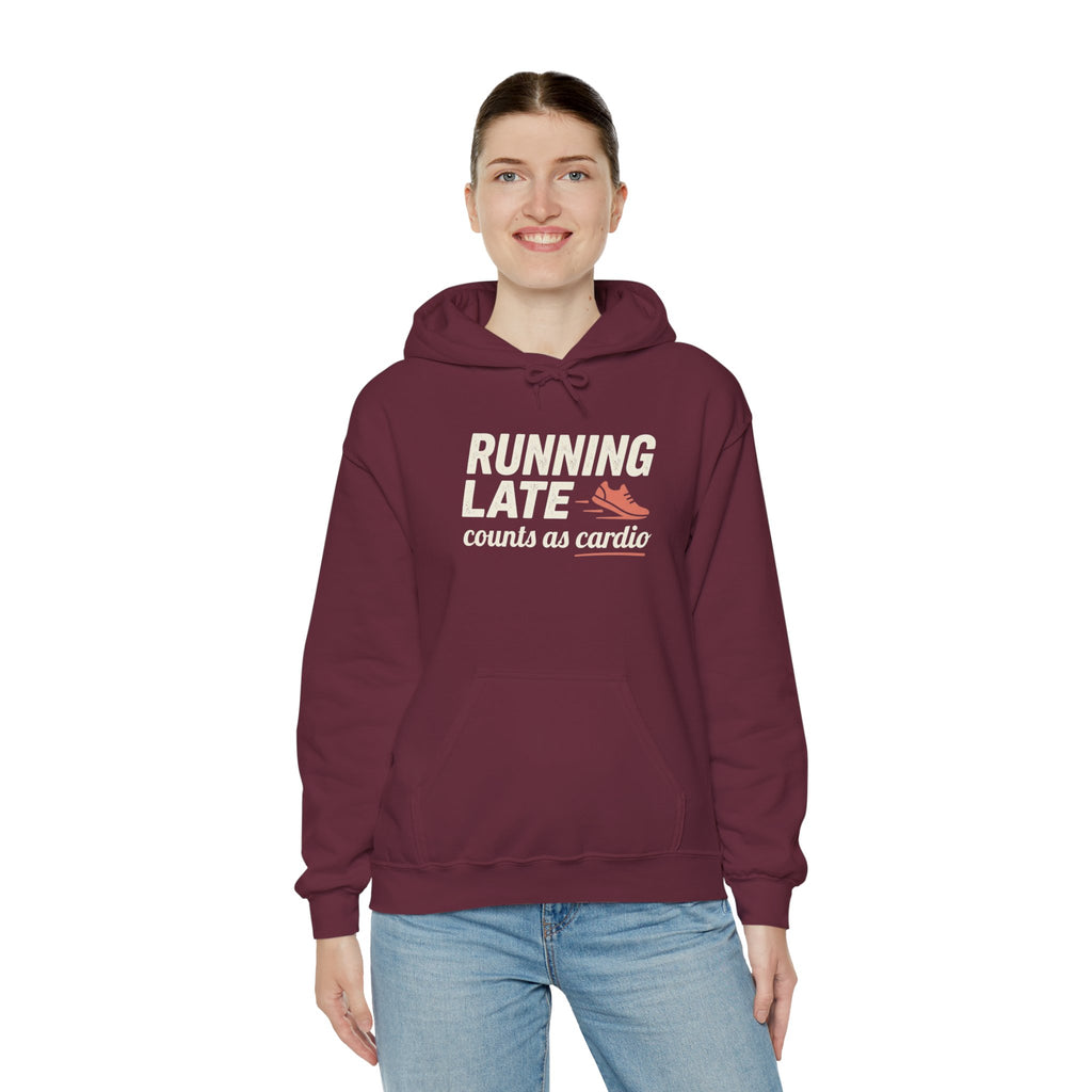 Running Late Counts as Cardio Unisex Heavy Blend™ Hooded Sweatshirt