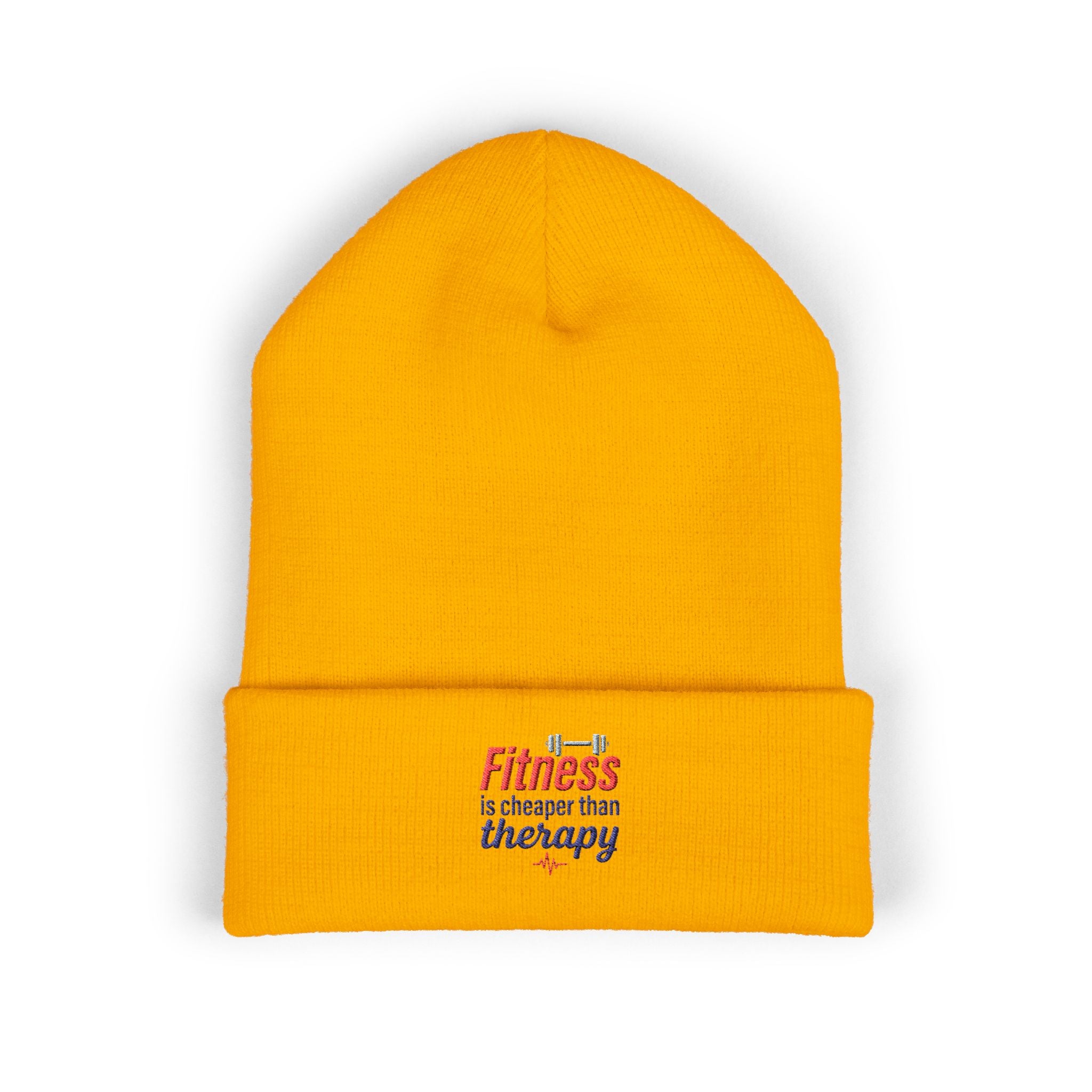 Fitness is Cheaper than Therapy Classic Cuffed Beanie (Embroidery)