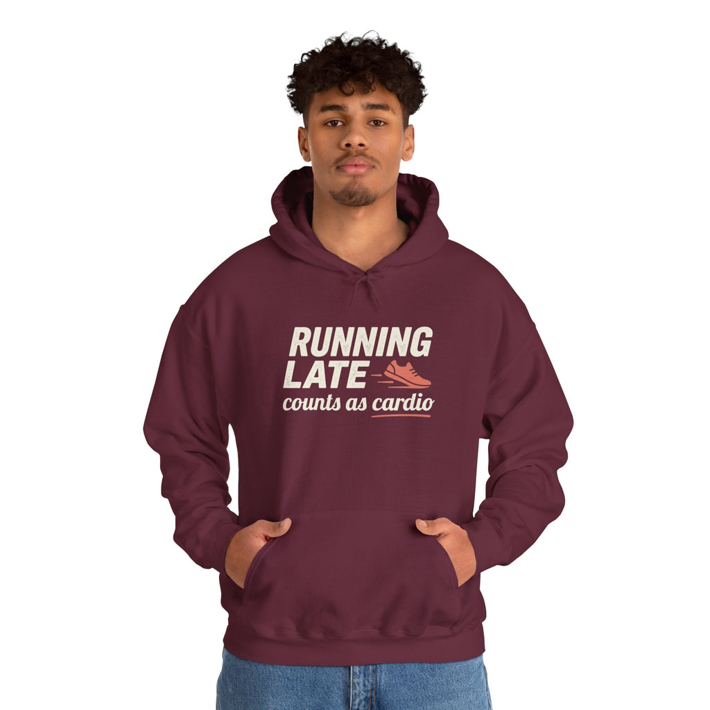 Running Late Counts as Cardio Unisex Heavy Blend™ Hooded Sweatshirt