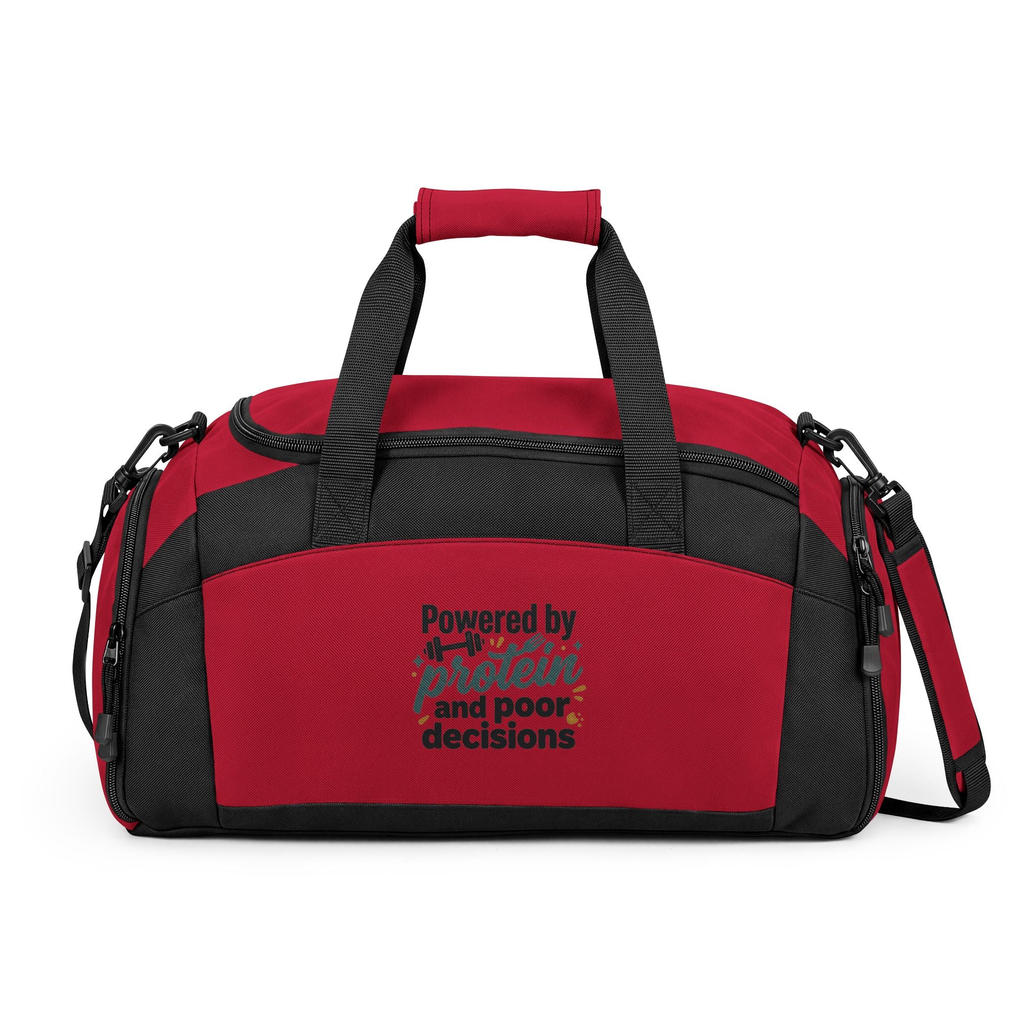 Powered by Protein and Poor Decisions Gym Bag