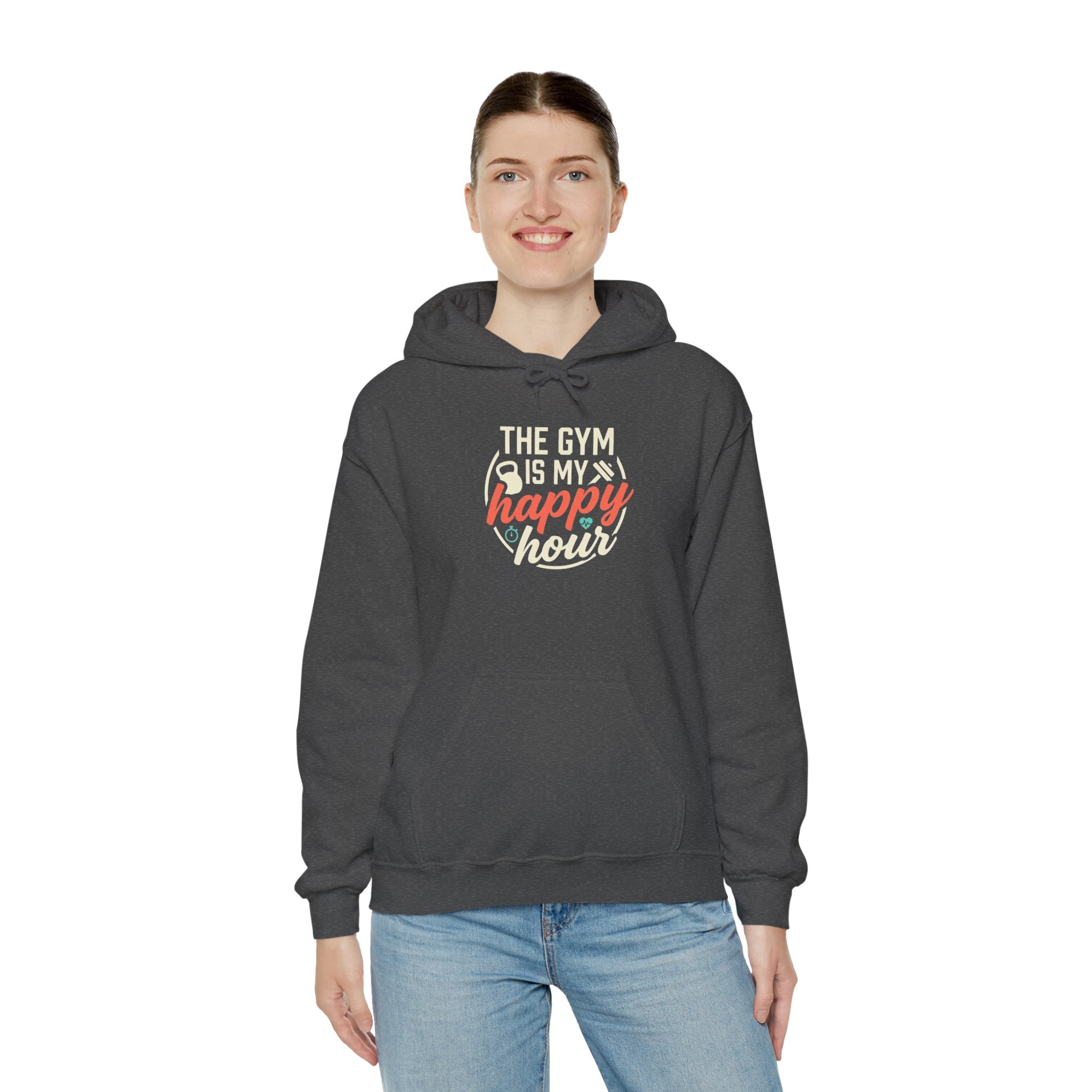 The Gym is My Happy Hour Unisex Heavy Blend™ Hooded Sweatshirt