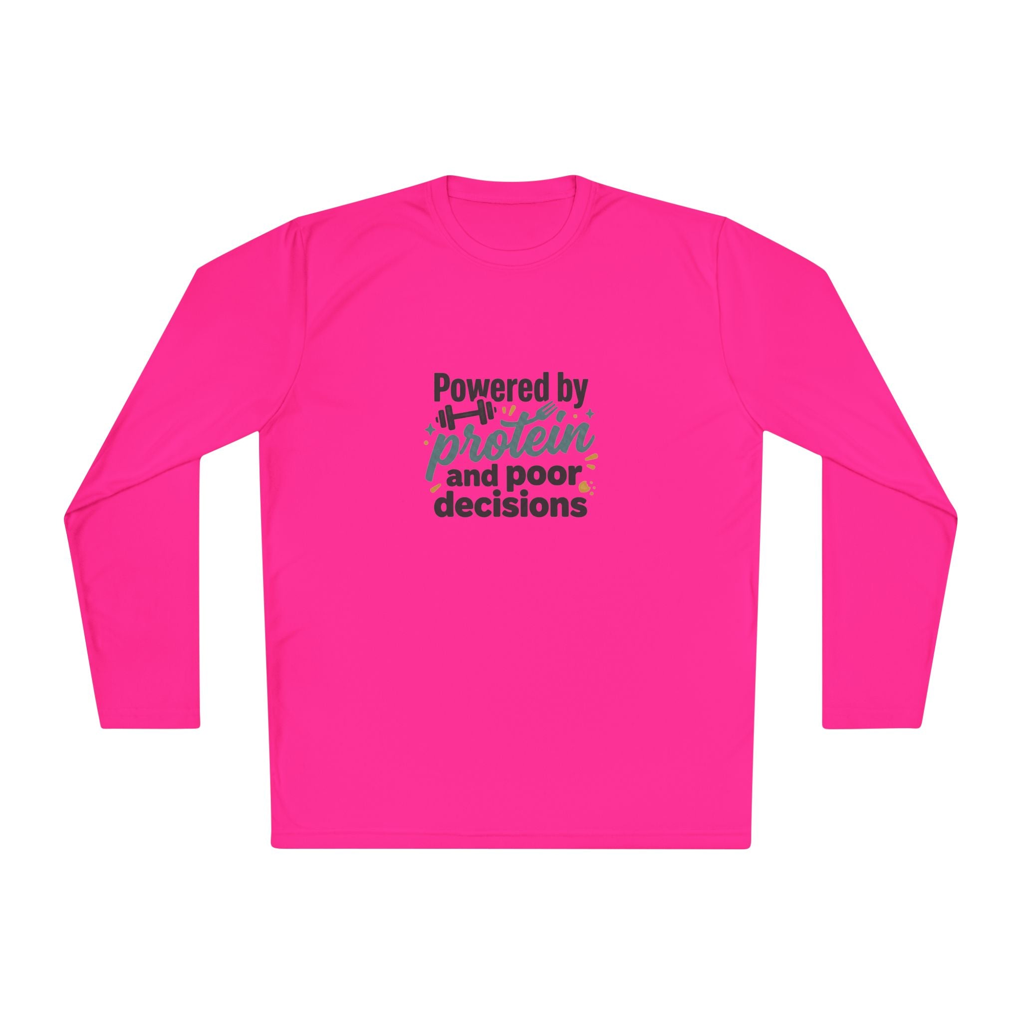 Powered by Protein and Poor Decisions Unisex Lightweight Long Sleeve Tee