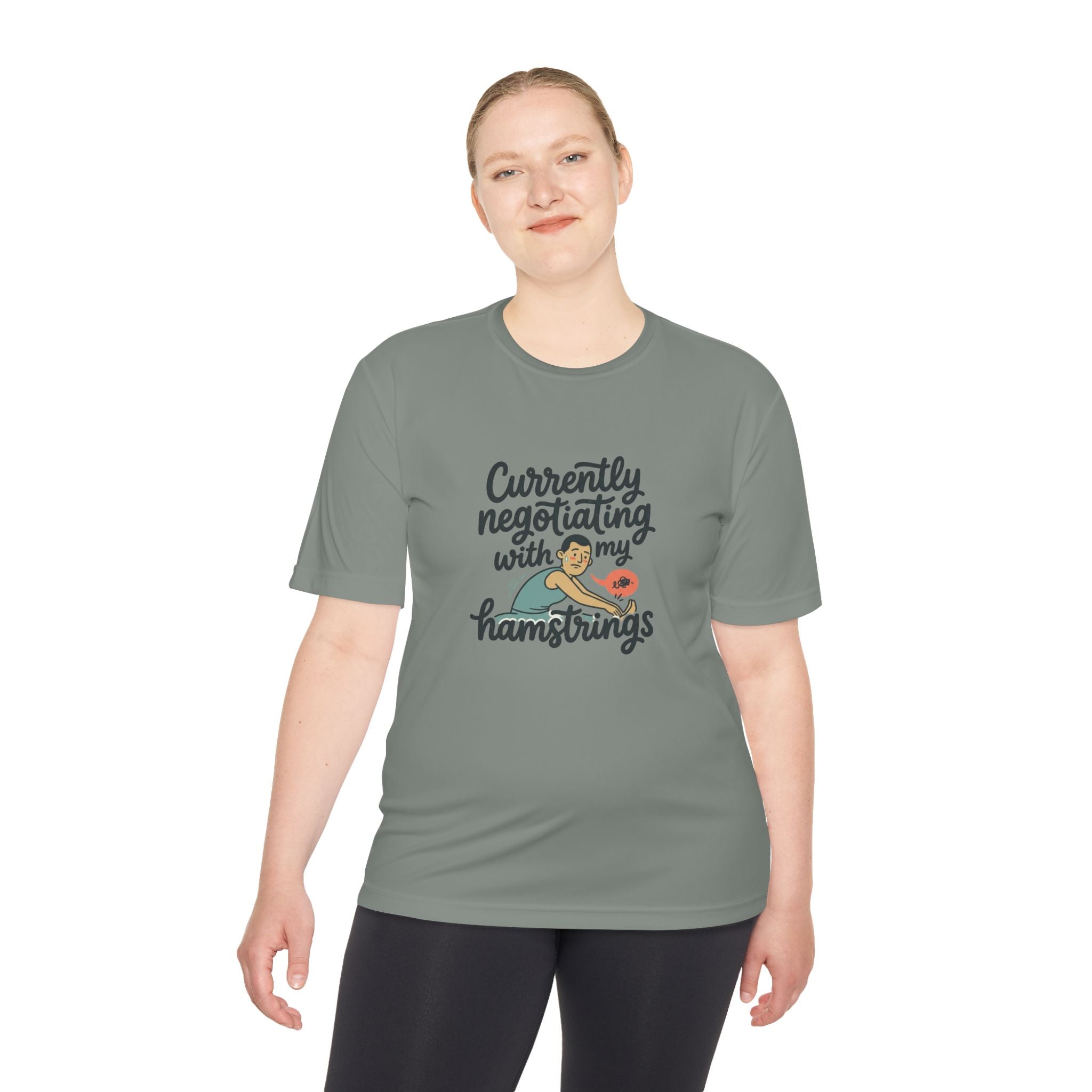 Currently Negotiating with my Hamstrings Unisex Moisture Wicking Tee