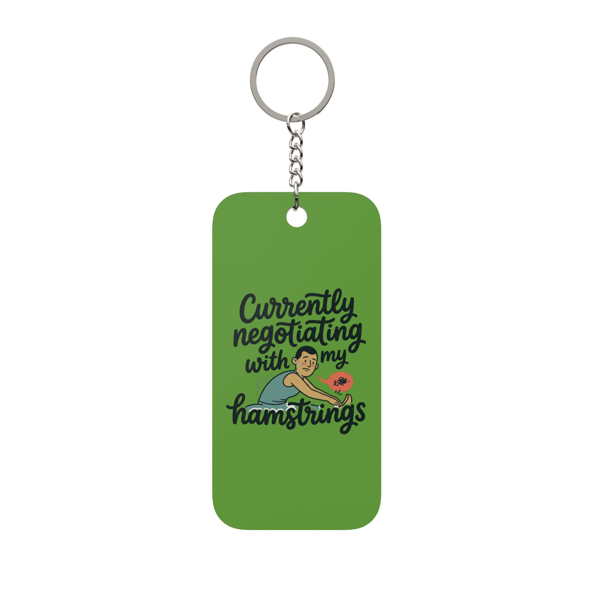 Currently Negotiating with my Hamstrings Double-Sided Keychain Charm