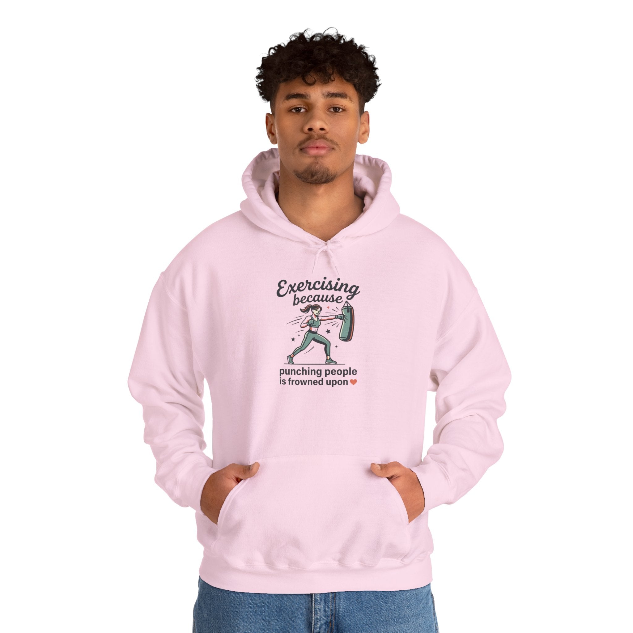Exercising Because Punching People is Frowned Upon Unisex Heavy Blend™ Hooded Sweatshirt