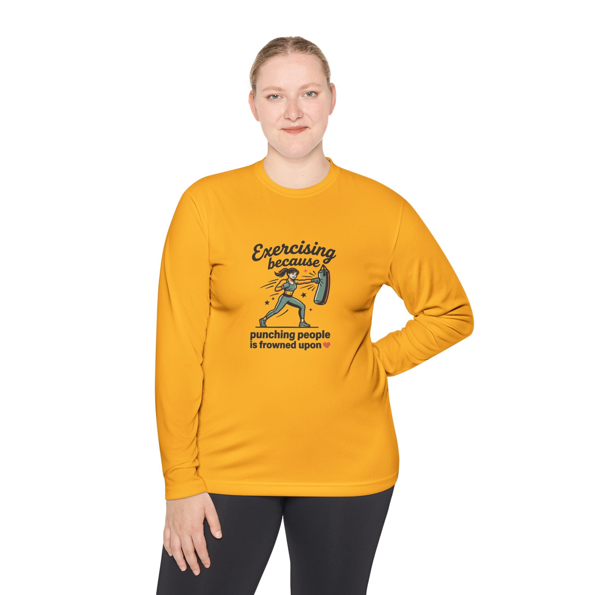 Exercising Because Punching People is Frowned Upon Unisex Lightweight Long Sleeve Tee
