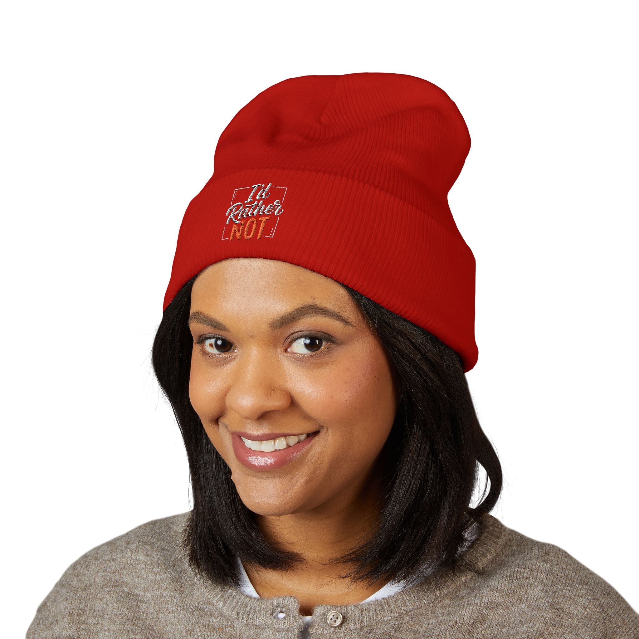 I'd Rather Not Classic Cuffed Beanie (Embroidery)
