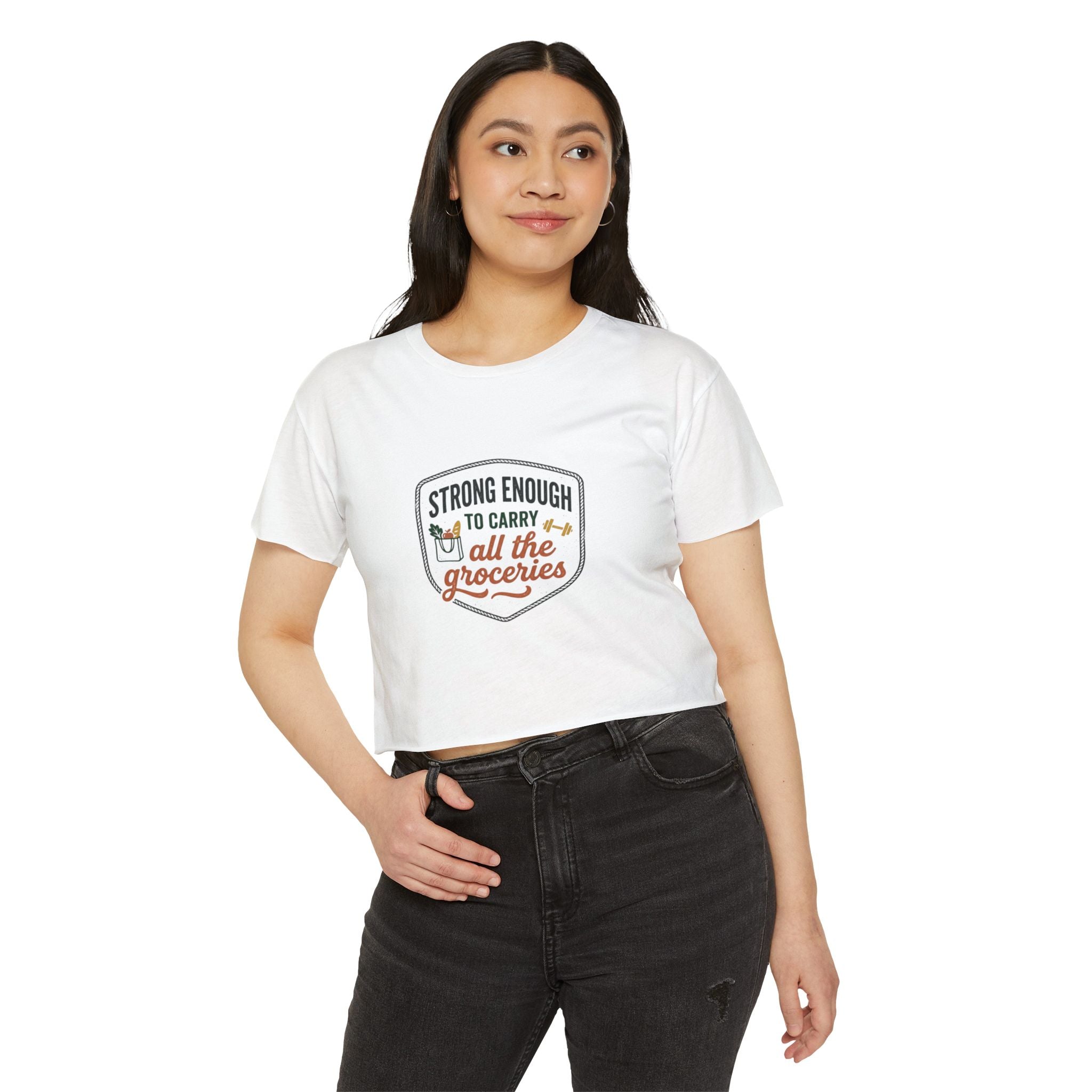 Strong Enough to Carry All the Groceries Women's Festival Crop Top