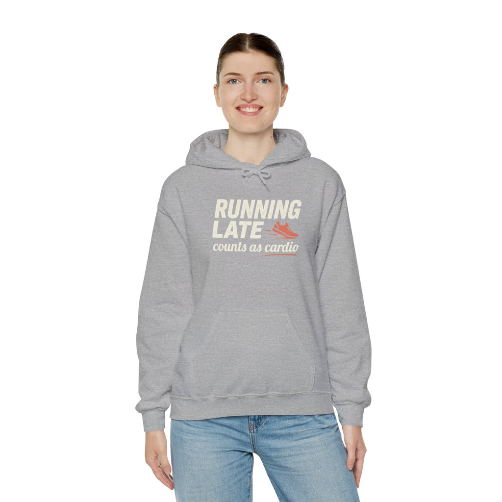 Running Late Counts as Cardio Unisex Heavy Blend™ Hooded Sweatshirt